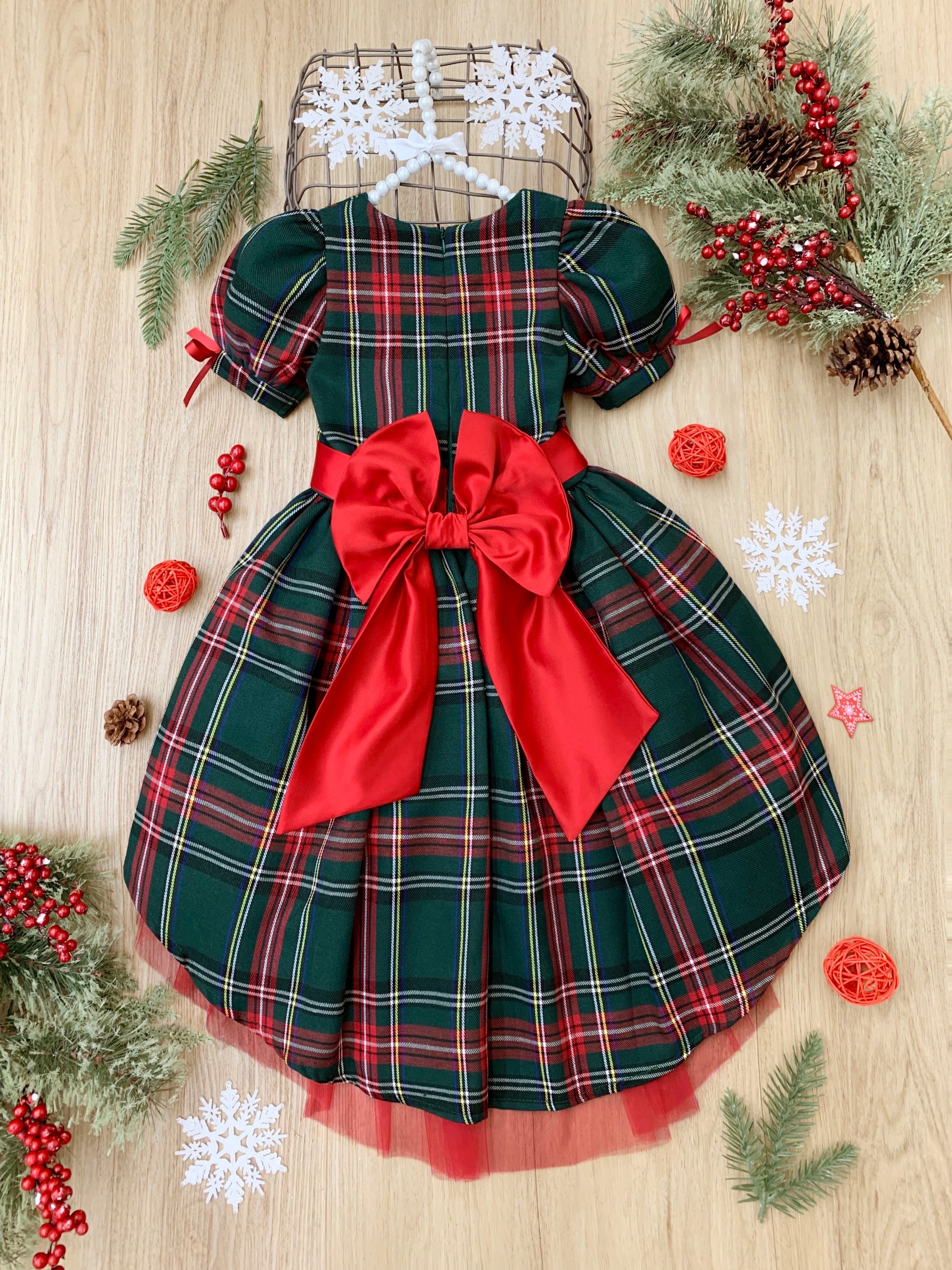 Holly Jolly Hi-lo Plaid Holiday Dress