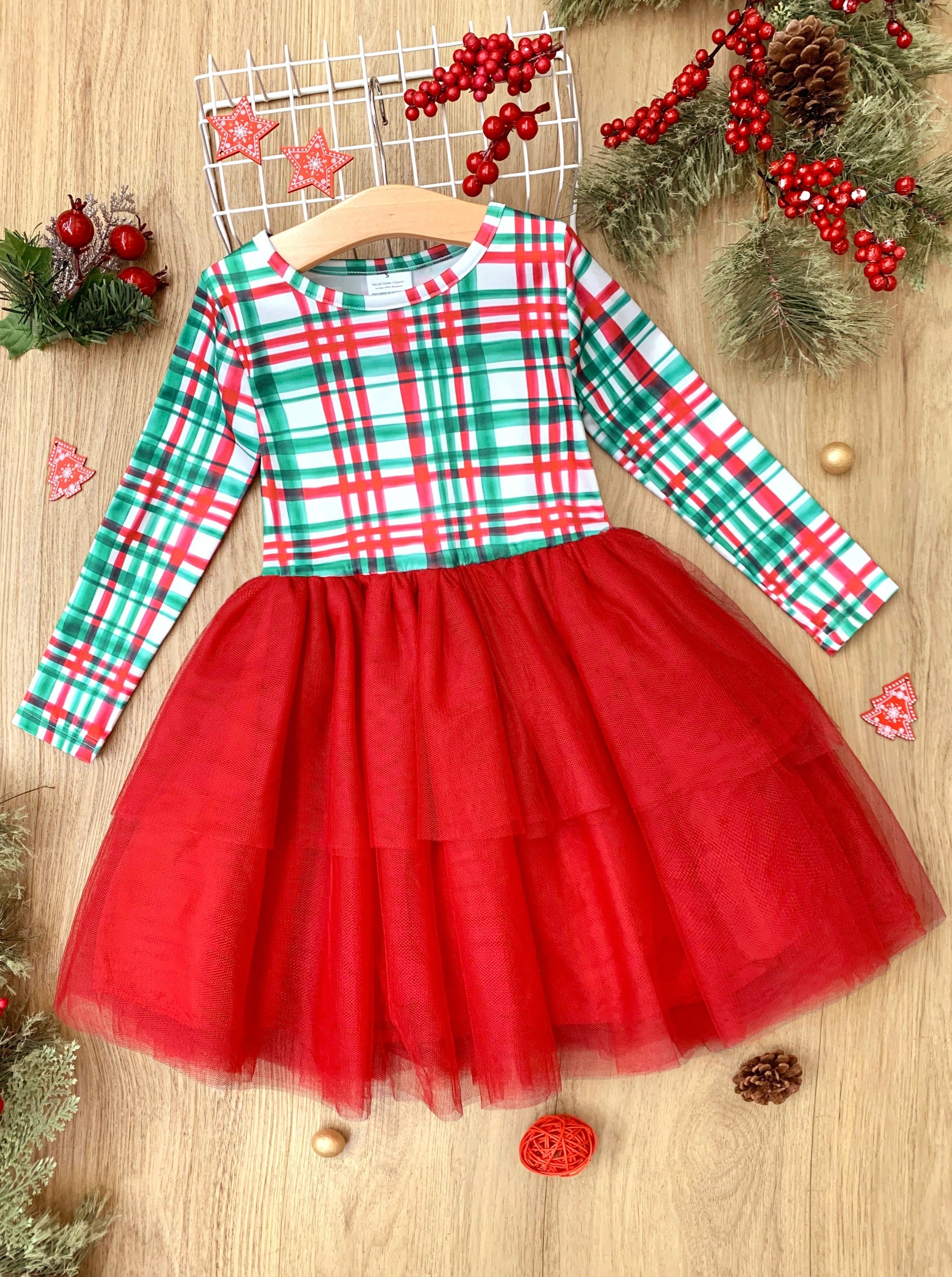 The Best Gift Green Plaid Holiday Tutu Dress