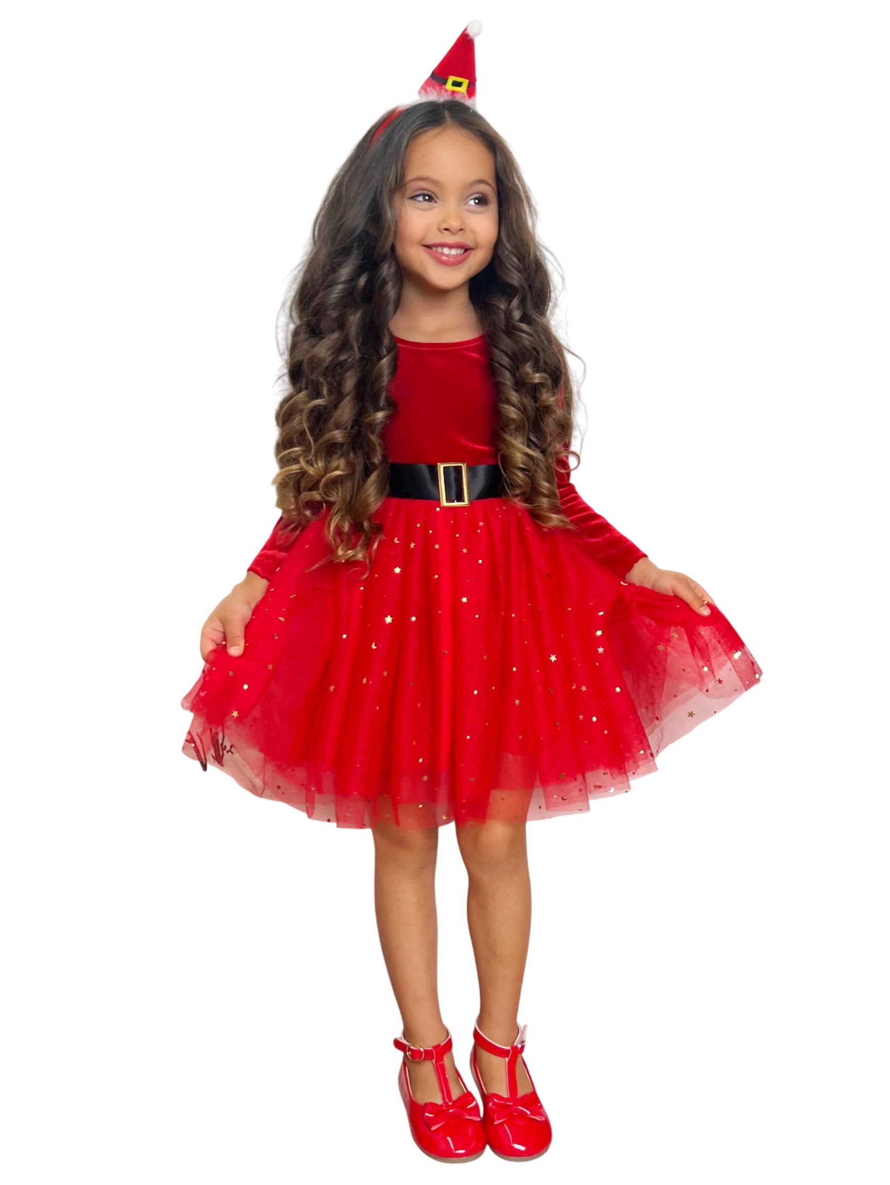 Santa's Little Sweetheart Velvet Christmas Dress