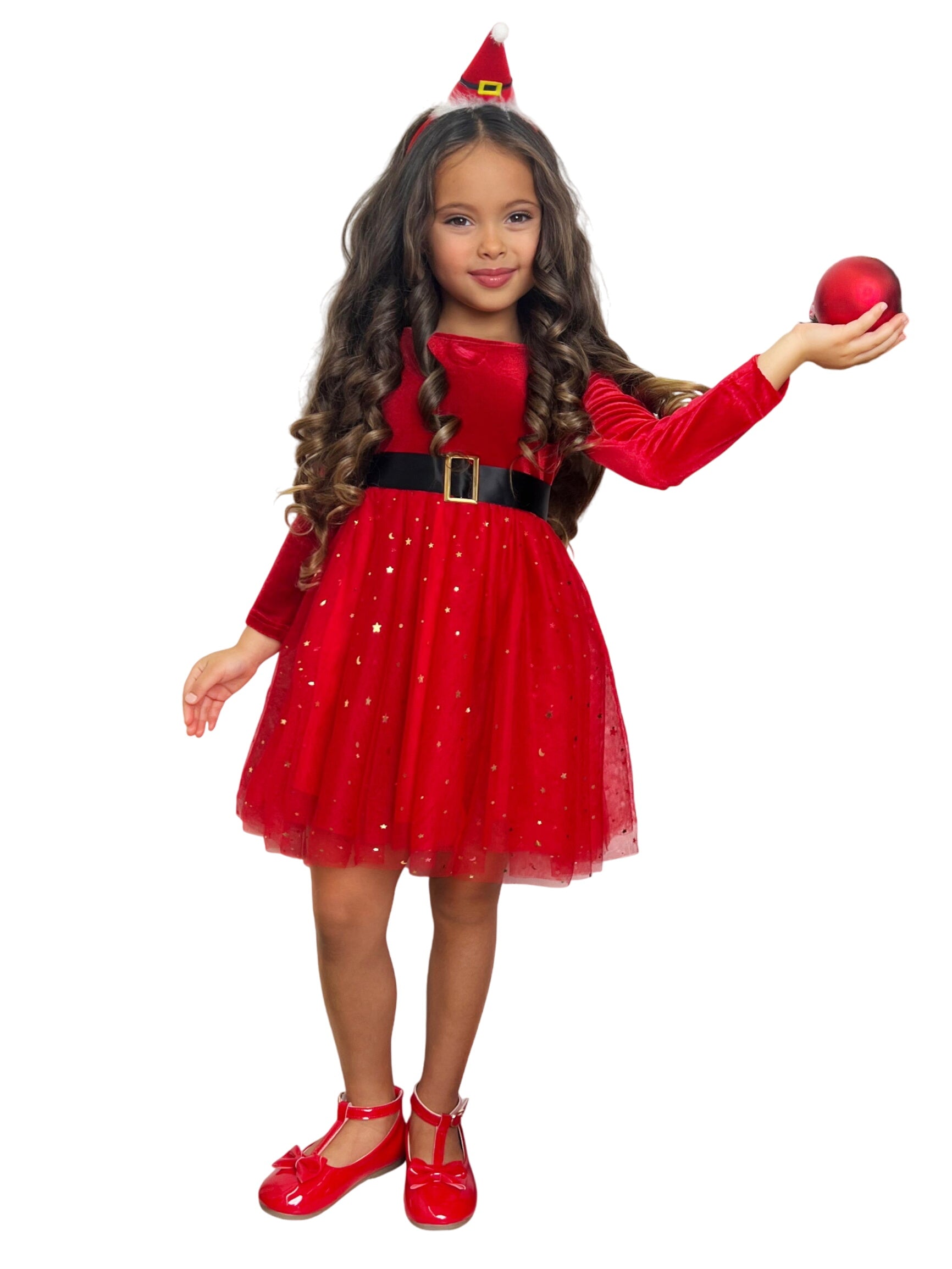 Santa's Little Sweetheart Velvet Christmas Dress