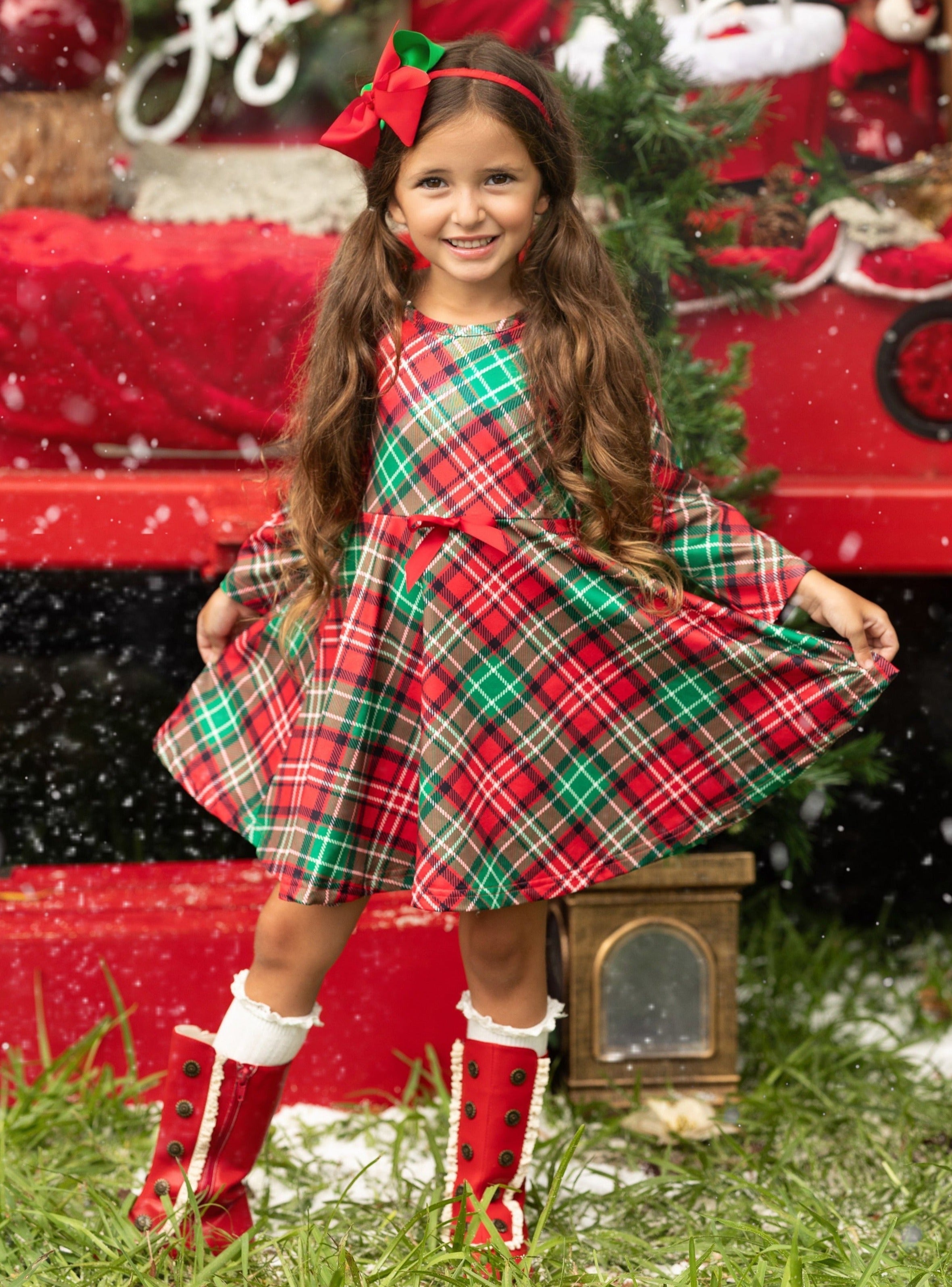 Mistletoe Princess Plaid Holiday Dress