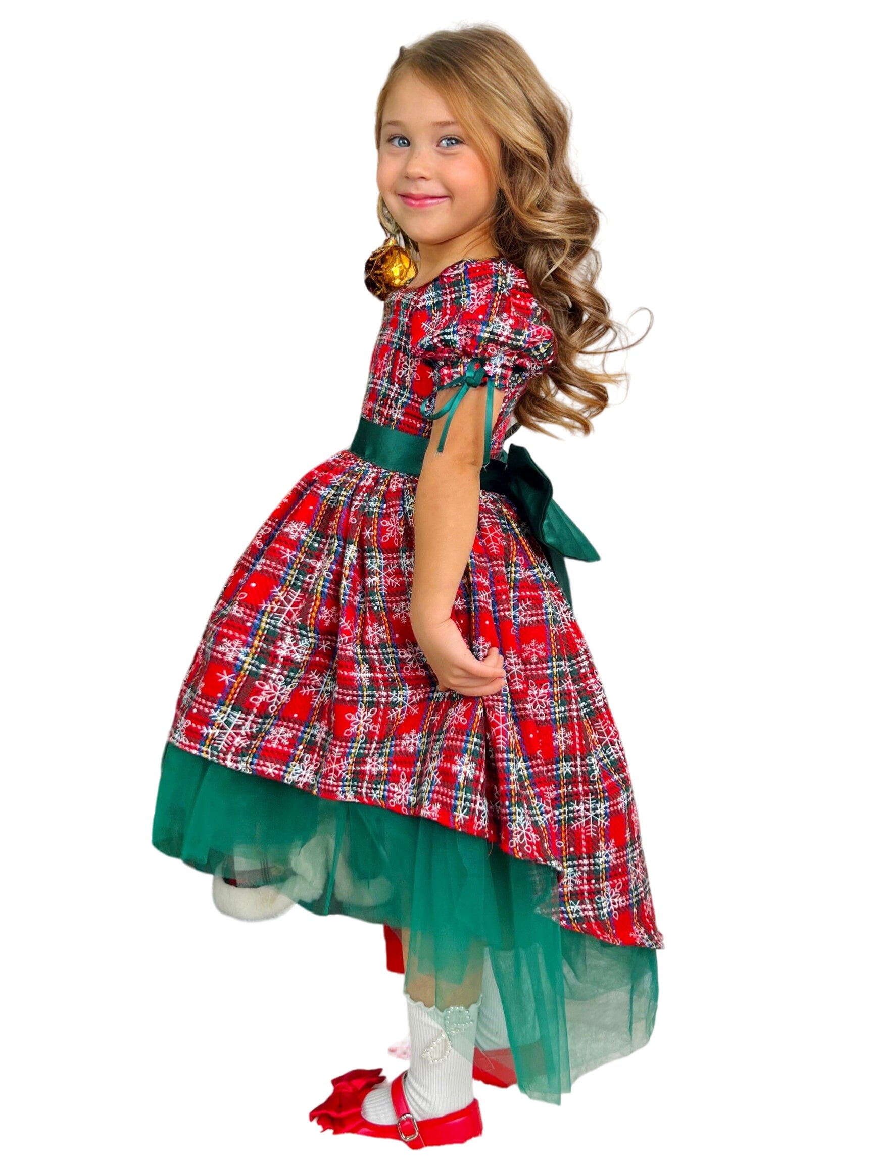 Snowflake Magic Plaid Christmas Dress