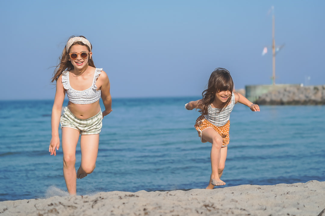 Retro Shorts | Organic Cotton Terry - Fern Plaid