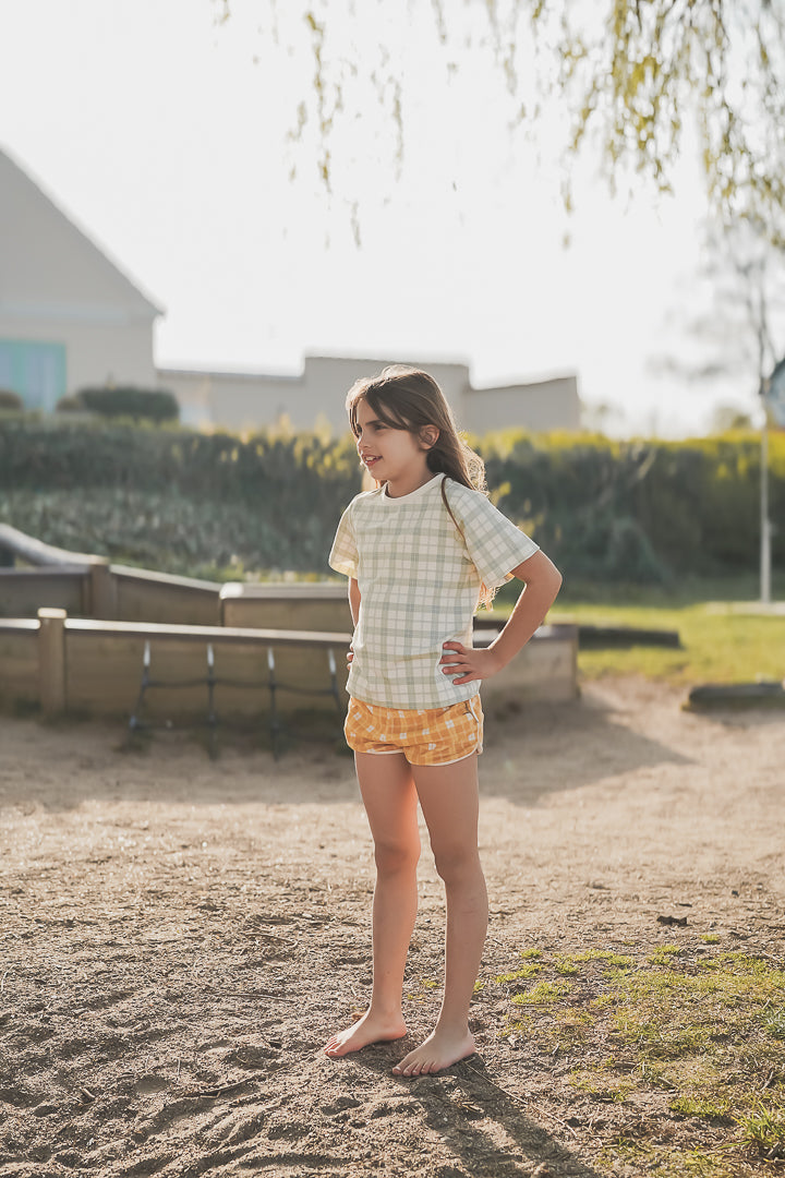 Oversized T-shirt | Organic Cotton Jersey - Fern Plaid