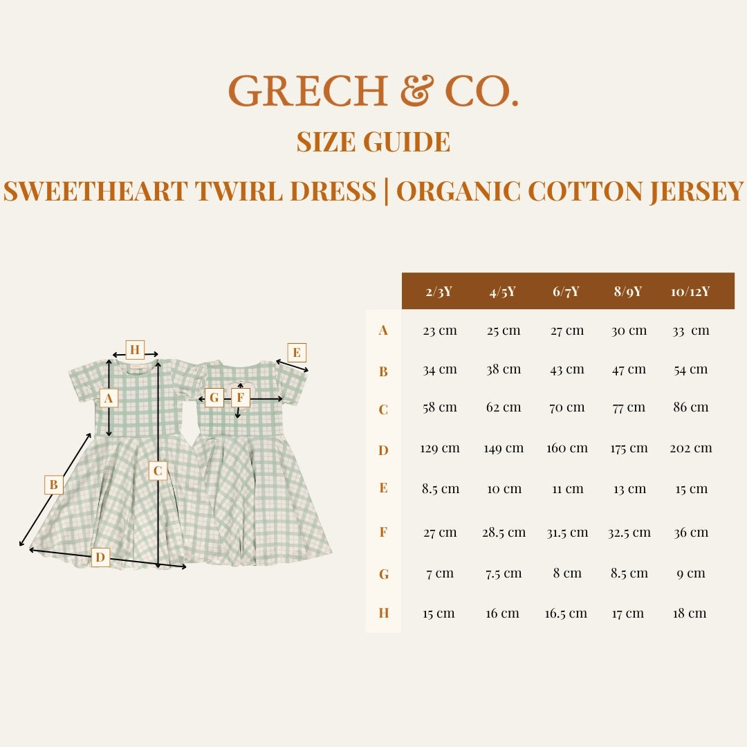 Sweetheart Twirl Dress | Organic Cotton Jersey - Buckwheat Plaid