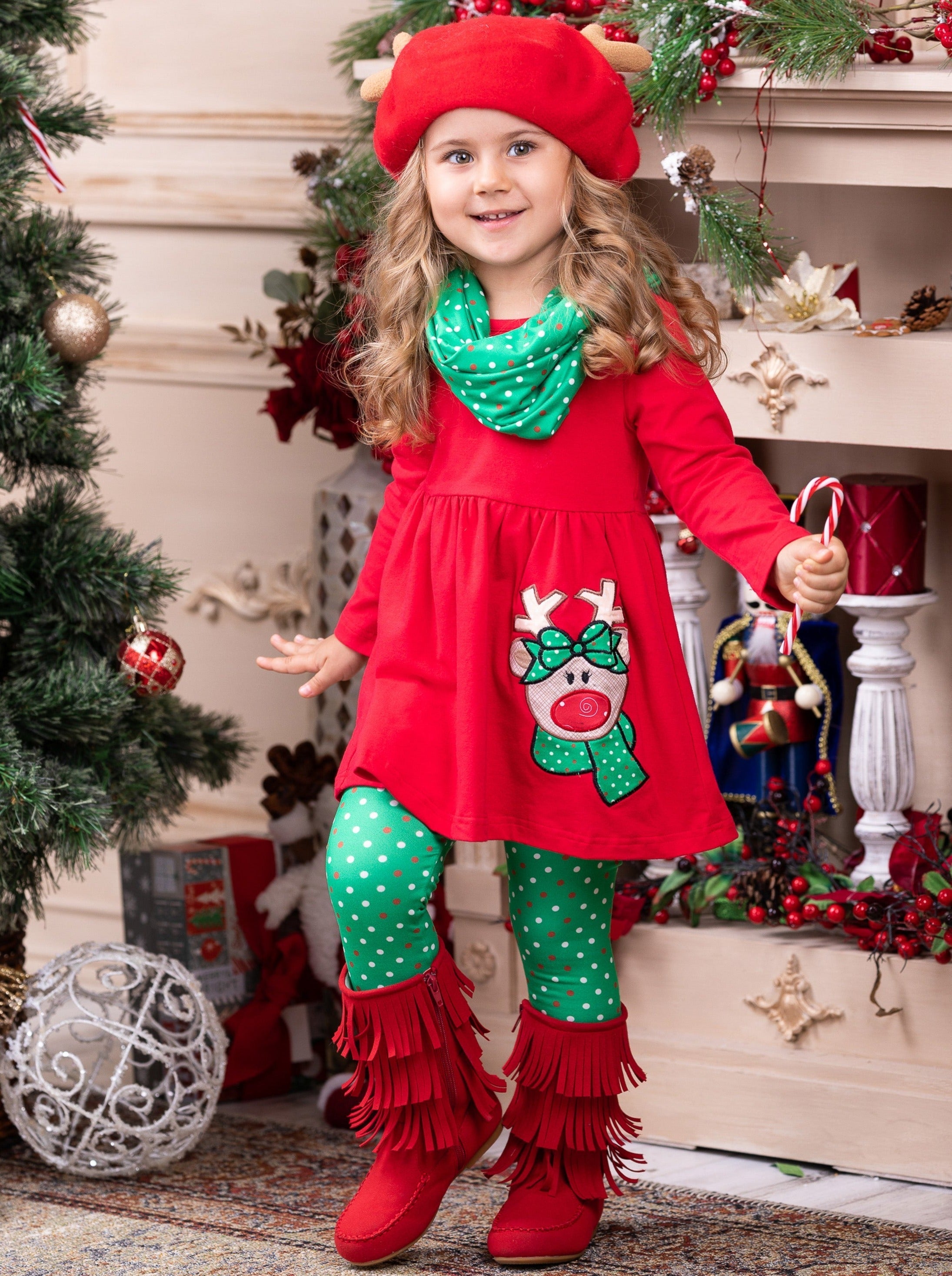 Reindeer Games Tunic, Scarf, And Legging Set