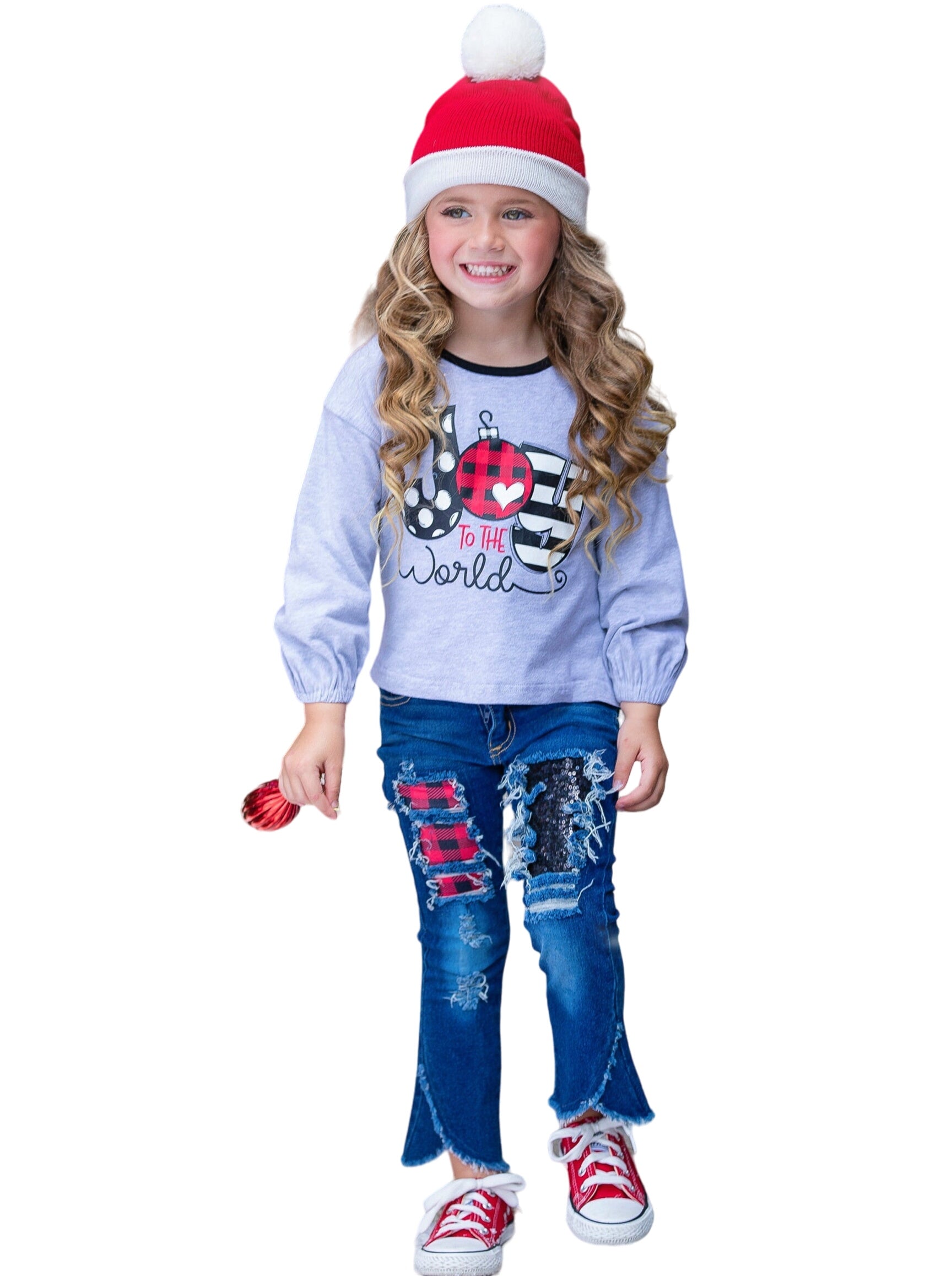 Joy To The World Patched Jean Set