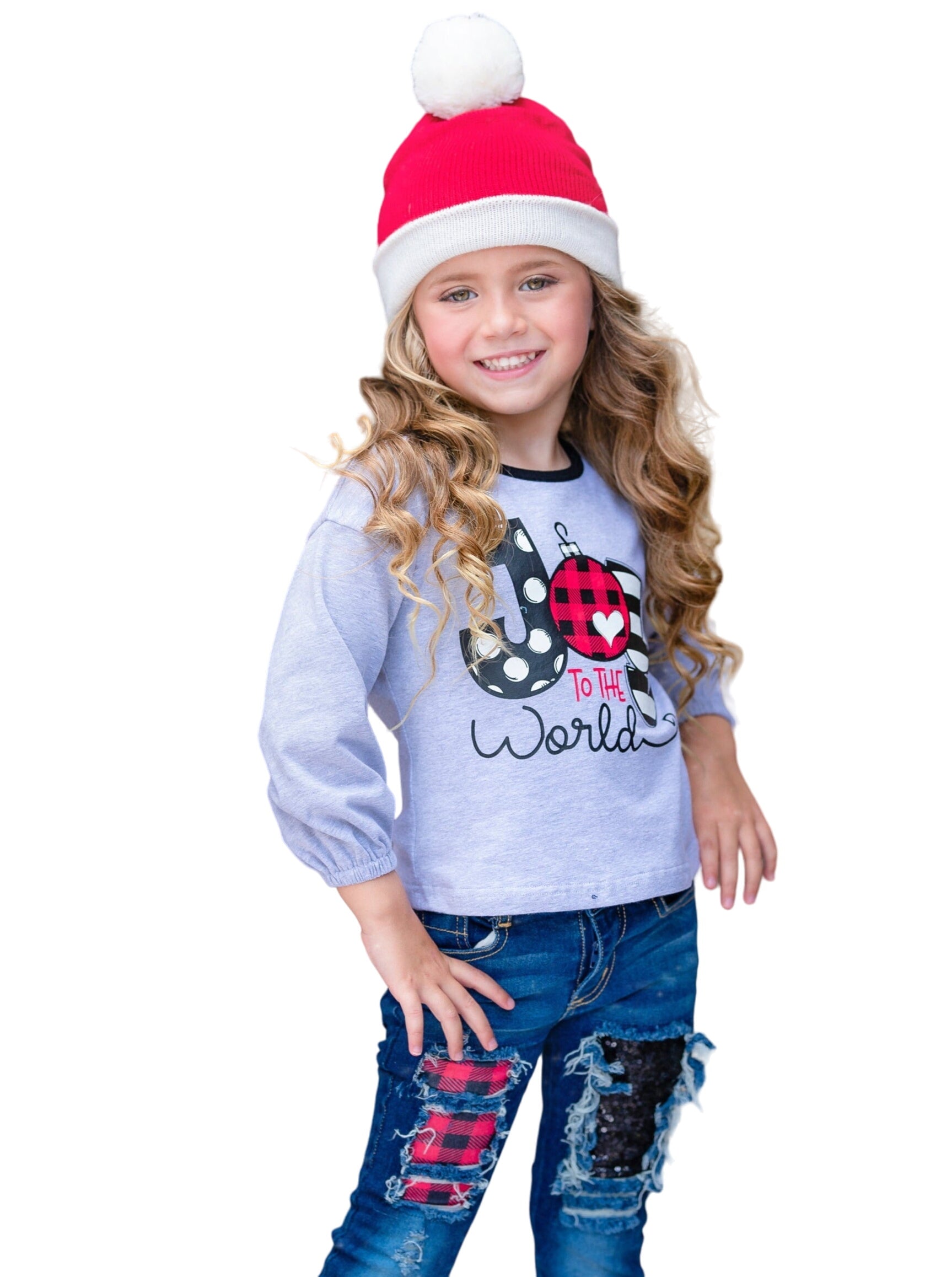 Joy To The World Patched Jean Set