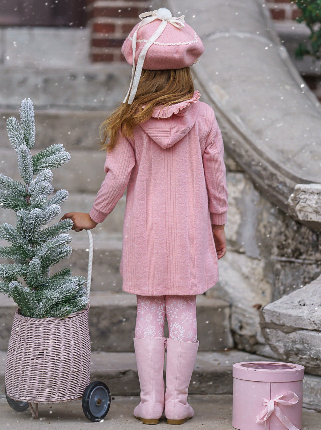 Totally Cool Pink Pullover Hoodie And Snowflake Legging Set