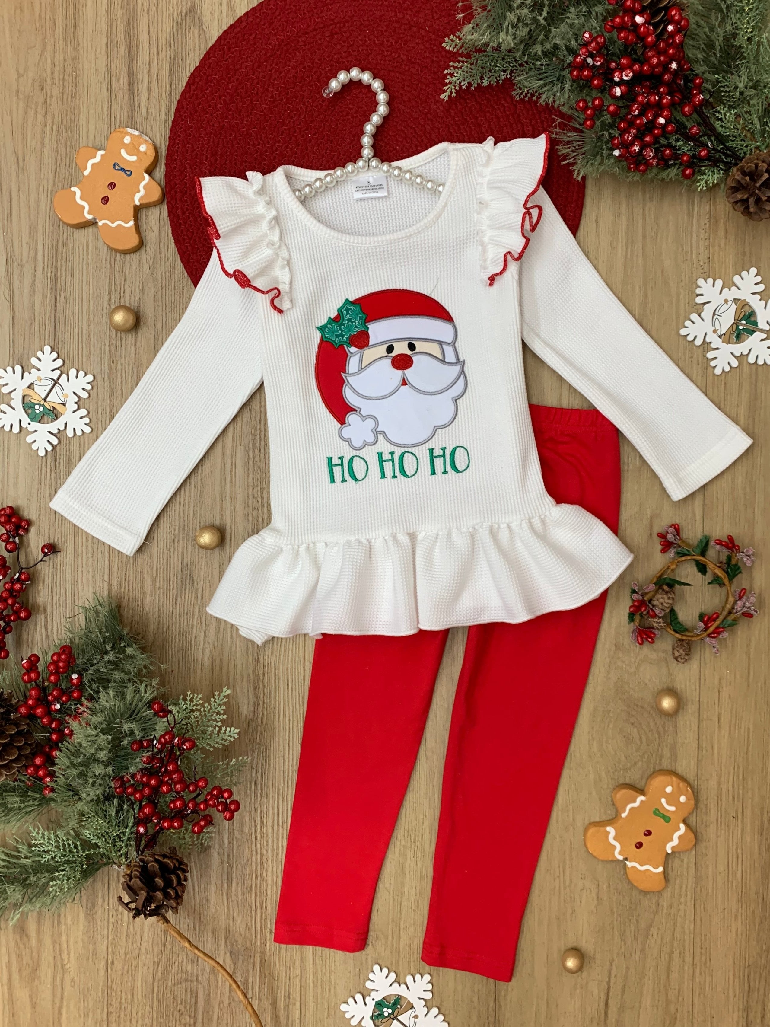 Santa Ruffle Tunic And Legging Set