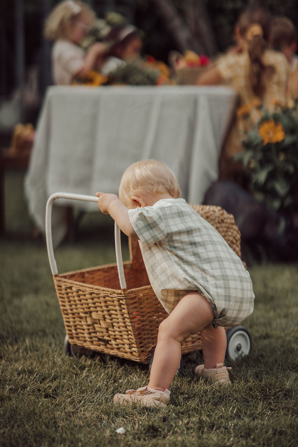 Bubble Romper | Organic Cotton Jersey - Fern Plaid
