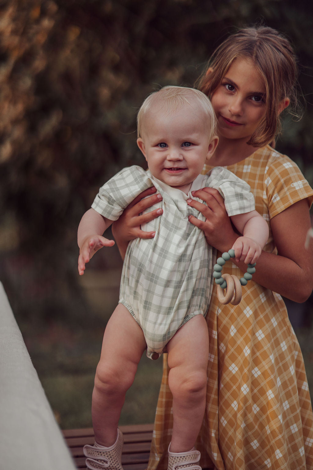 Bubble Romper | Organic Cotton Jersey - Fern Plaid