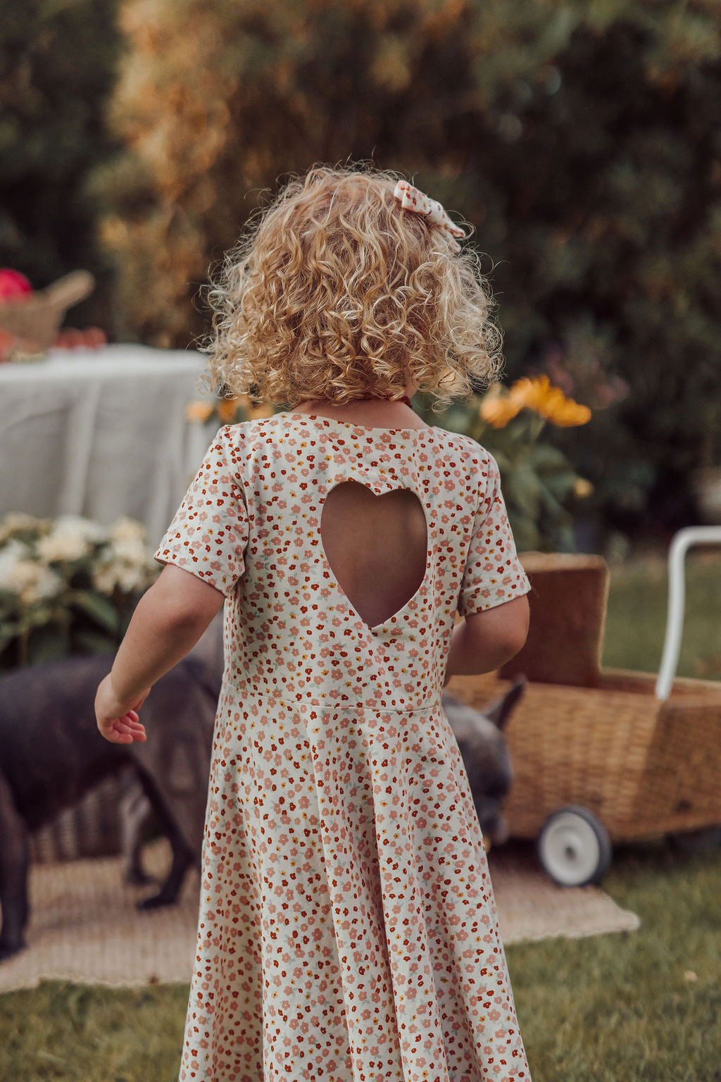 Sweetheart Twirl Dress | Organic Cotton Jersey - Sunset Meadow