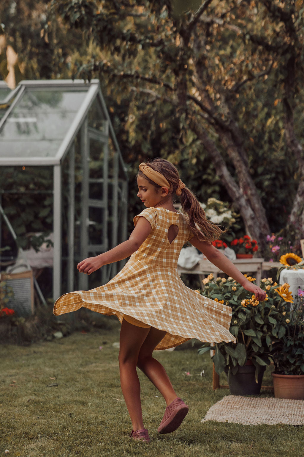 Sweetheart Twirl Dress | Organic Cotton Jersey - Buckwheat Plaid