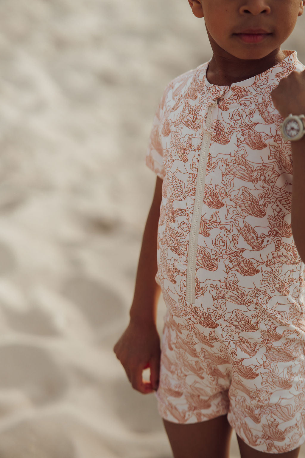 Short Sleeve Rashguard Swimsuit | Upf + Recycled - Pegasus