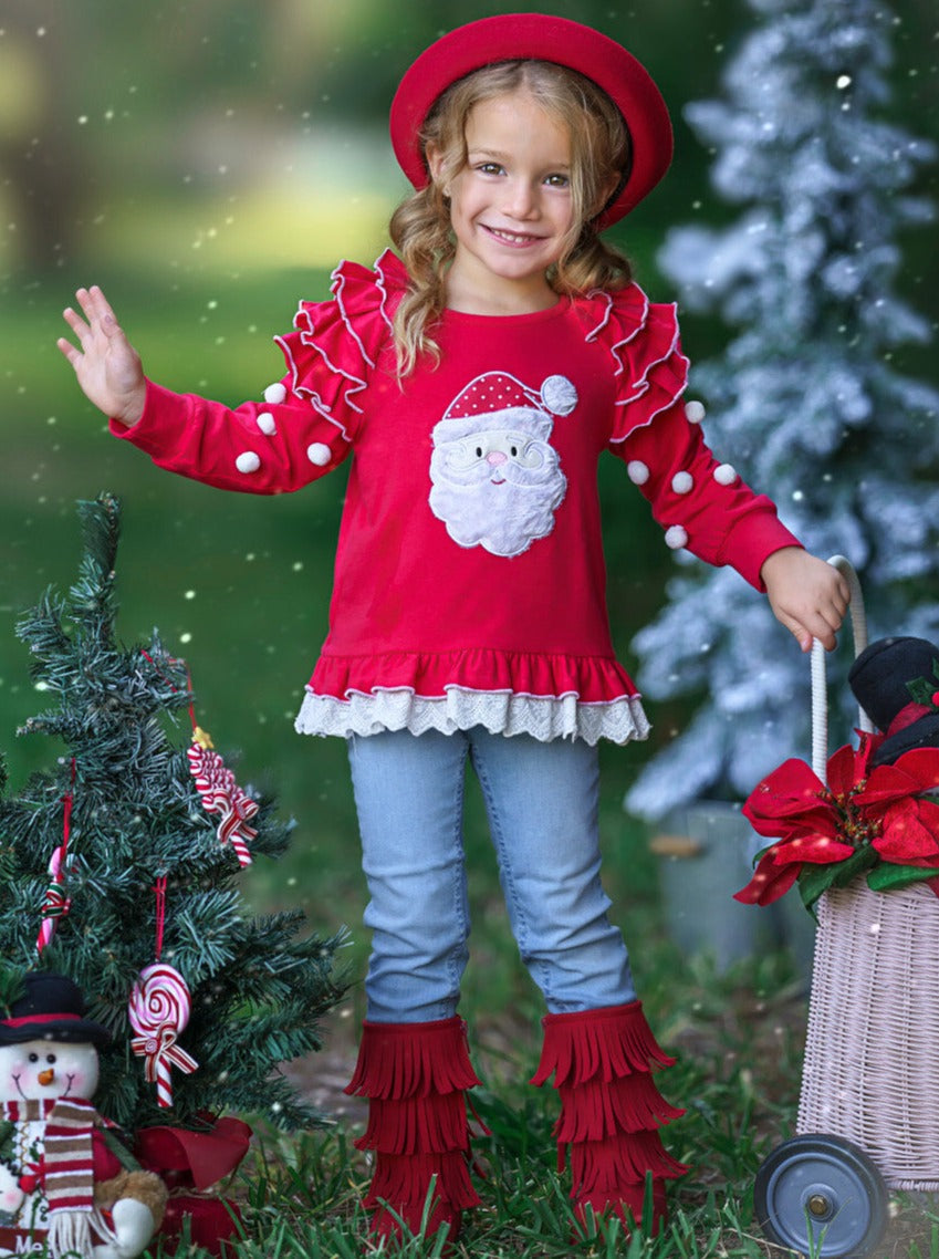 Santa Ruffled Top