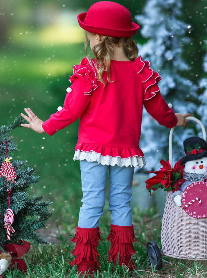 Santa Ruffled Top