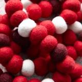 Hand Felted Wool Christmas Garland - Red, Maroon, And Cream Balls - 6'