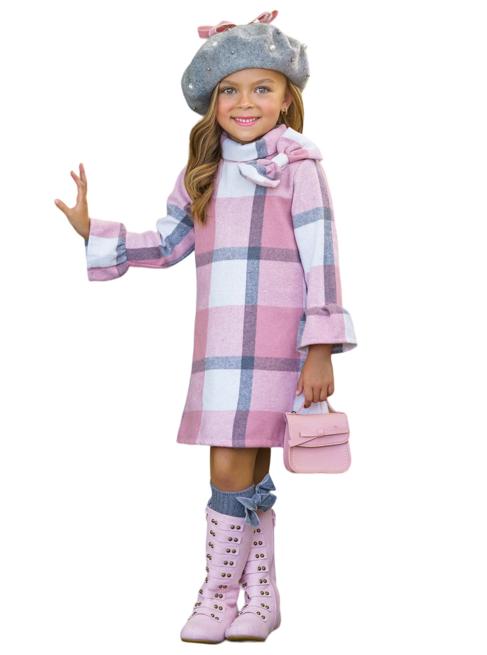 Fall In Love Pink Plaid Flannel Dress