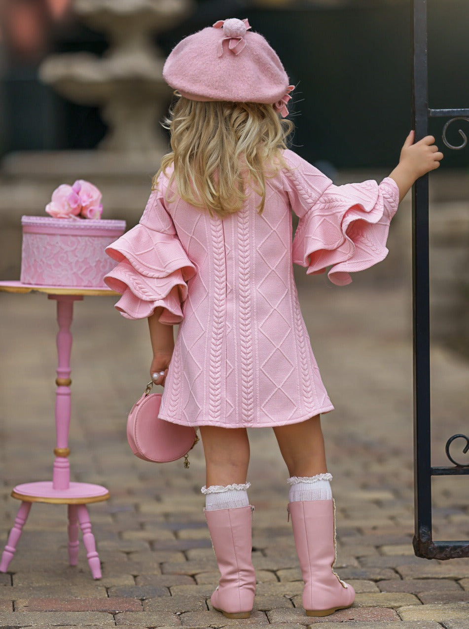 Best Pick Pink Tiered Sleeve Dress