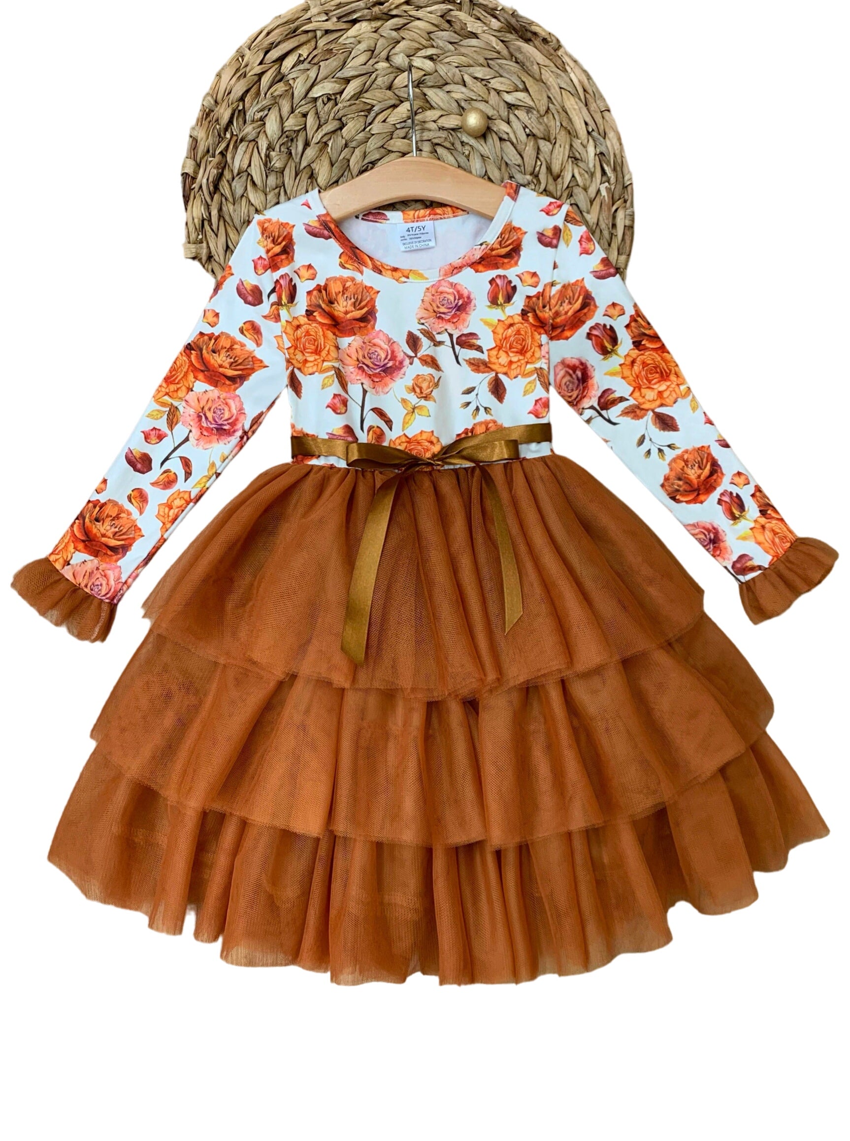 Autumn Floral Ruffle Tutu Dress