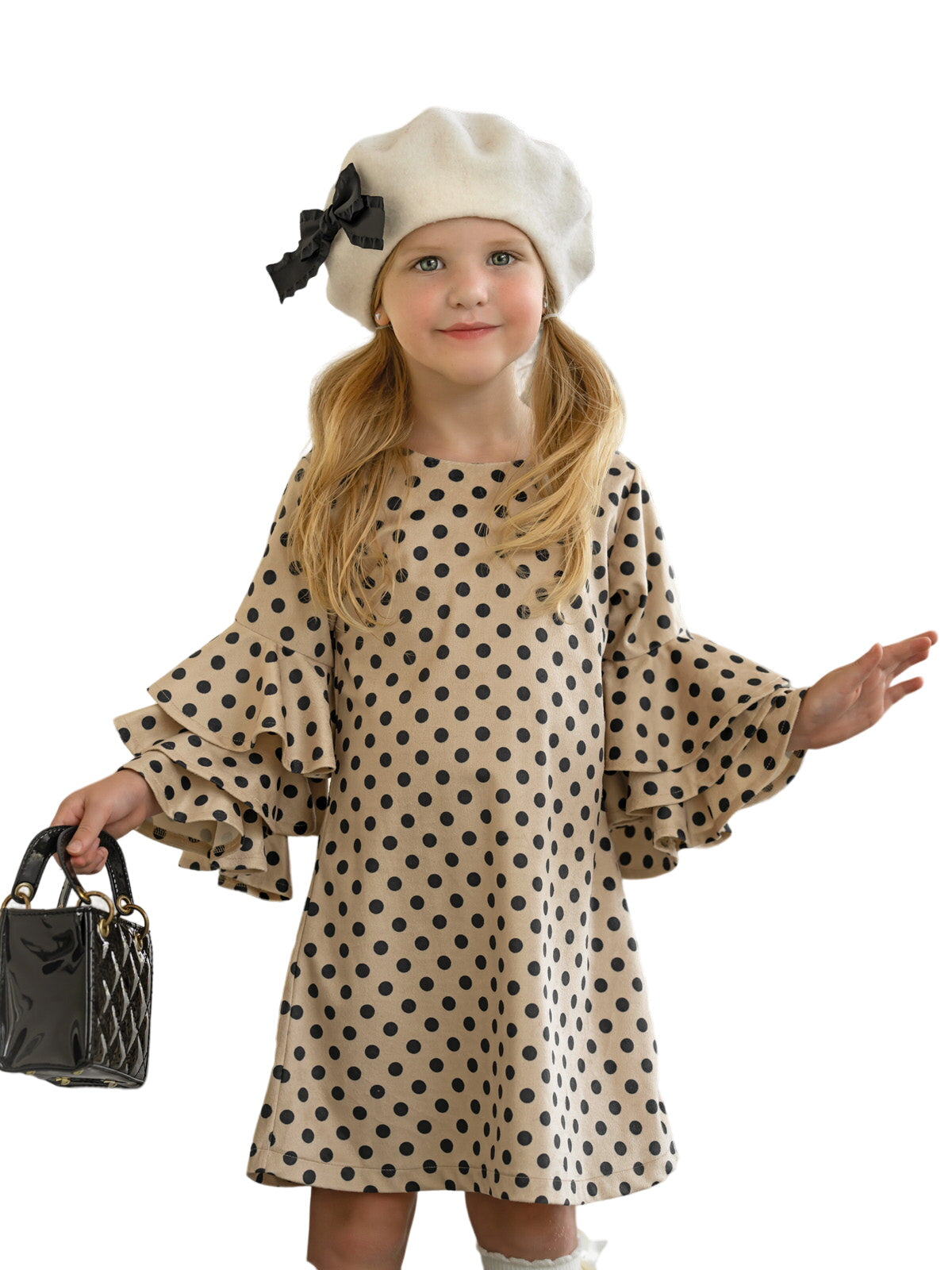 Best Pick Polka Dot Tiered Sleeve Dress