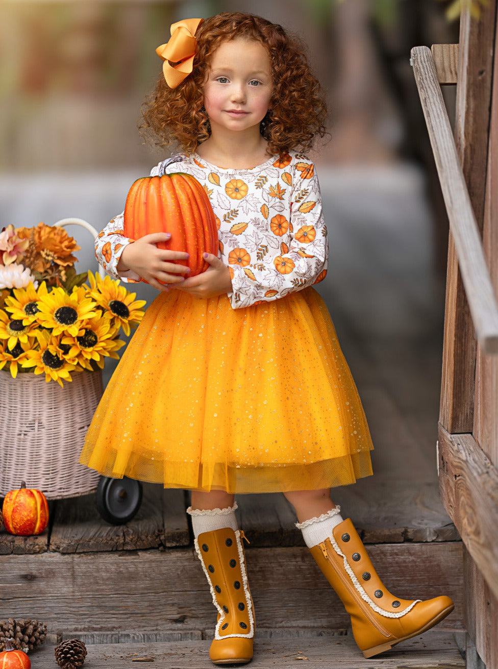 Pumpkin Patch Season Glitter Tutu Dress