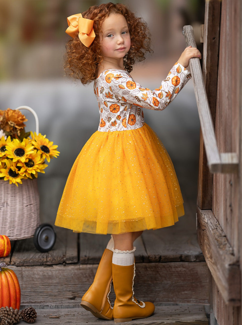 Pumpkin Patch Season Glitter Tutu Dress