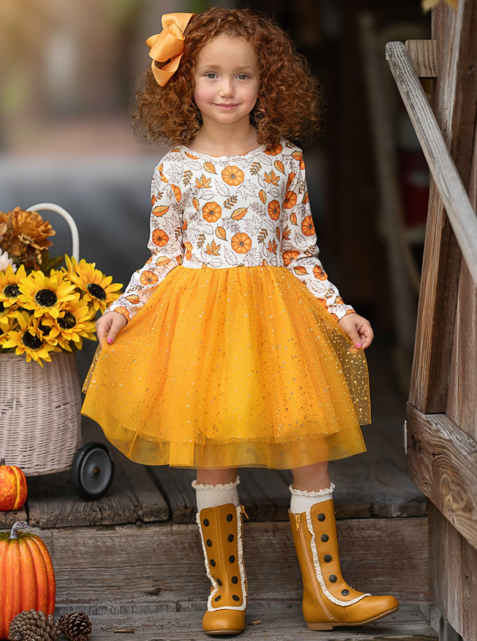 Pumpkin Patch Season Glitter Tutu Dress