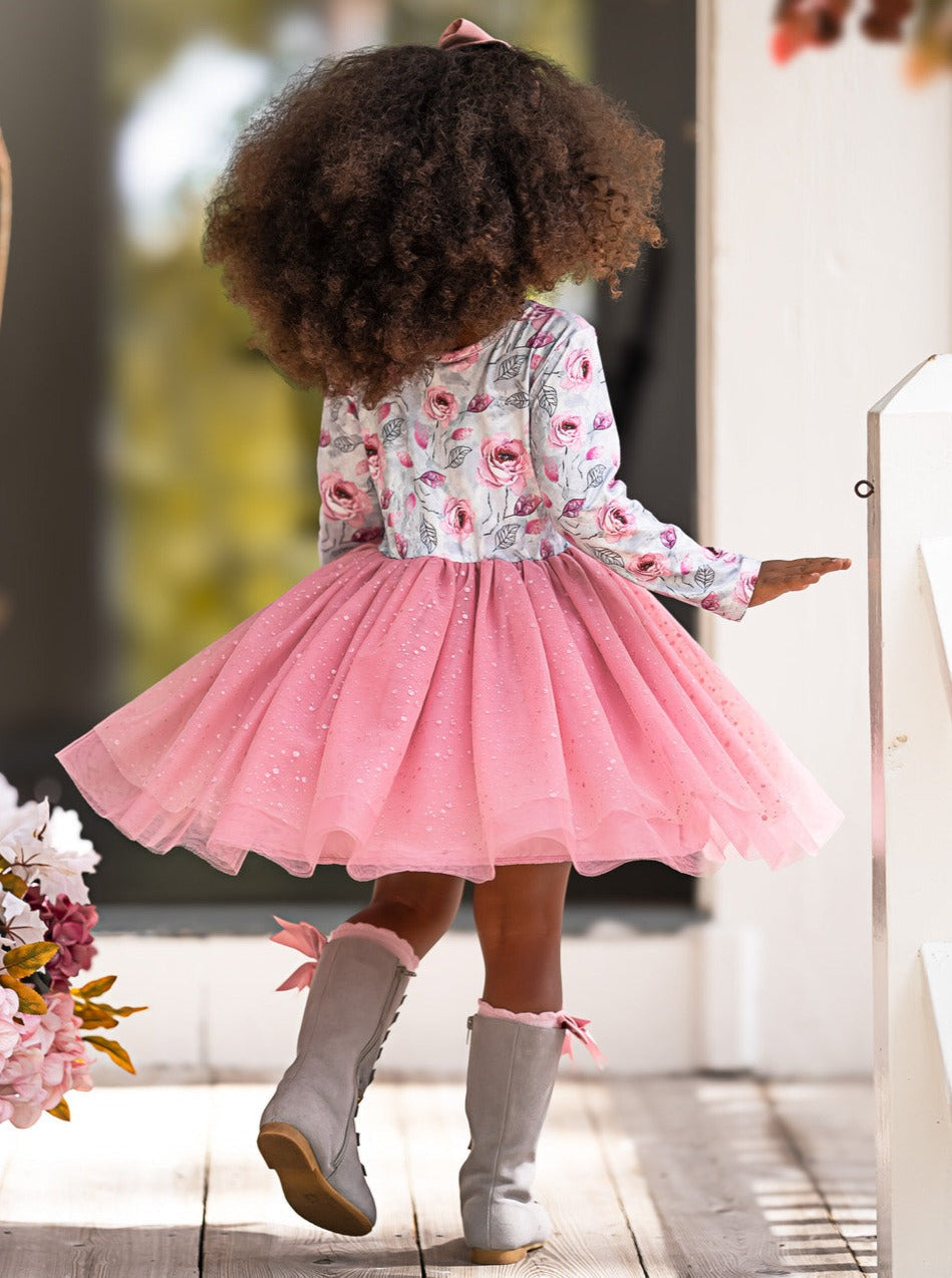 Pink Floral Tutu Dress