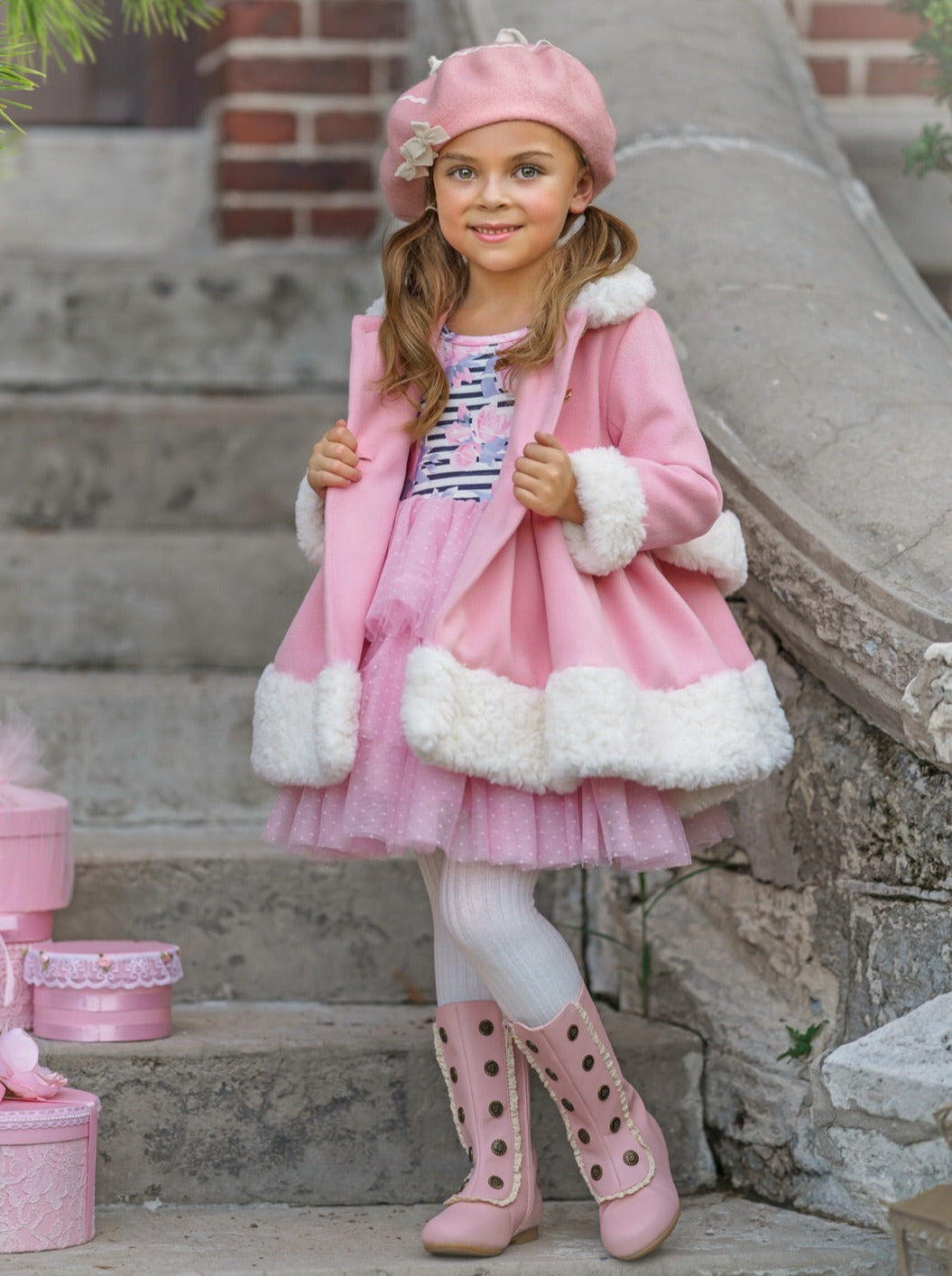 Touch Of Pink Faux Fur Duchess Coat