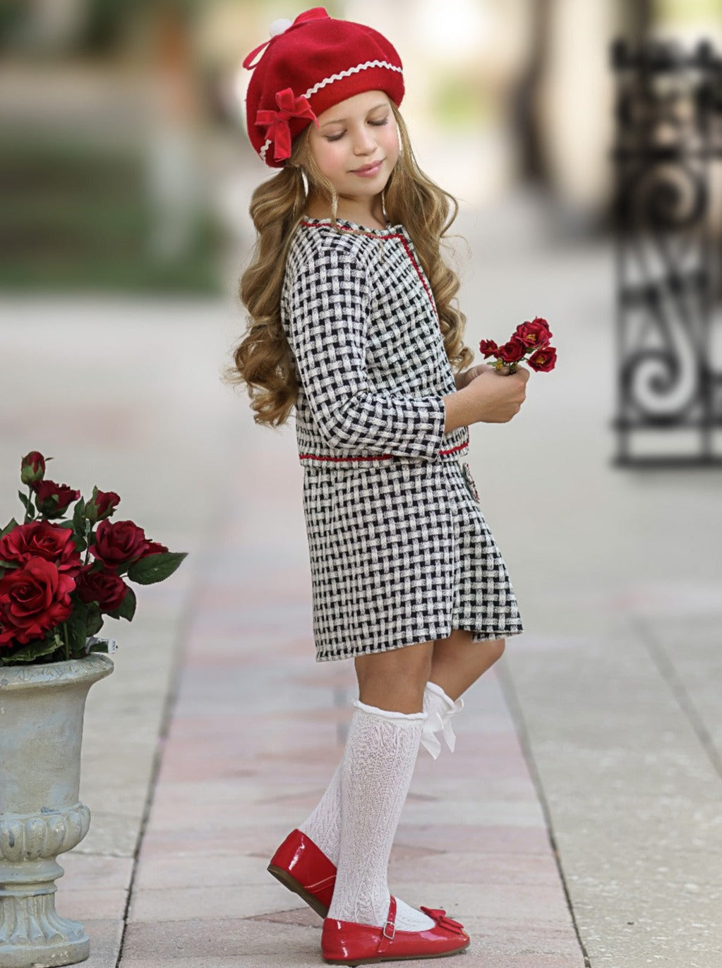 Attention Please Plaid Blazer And Pleated Skirt Set