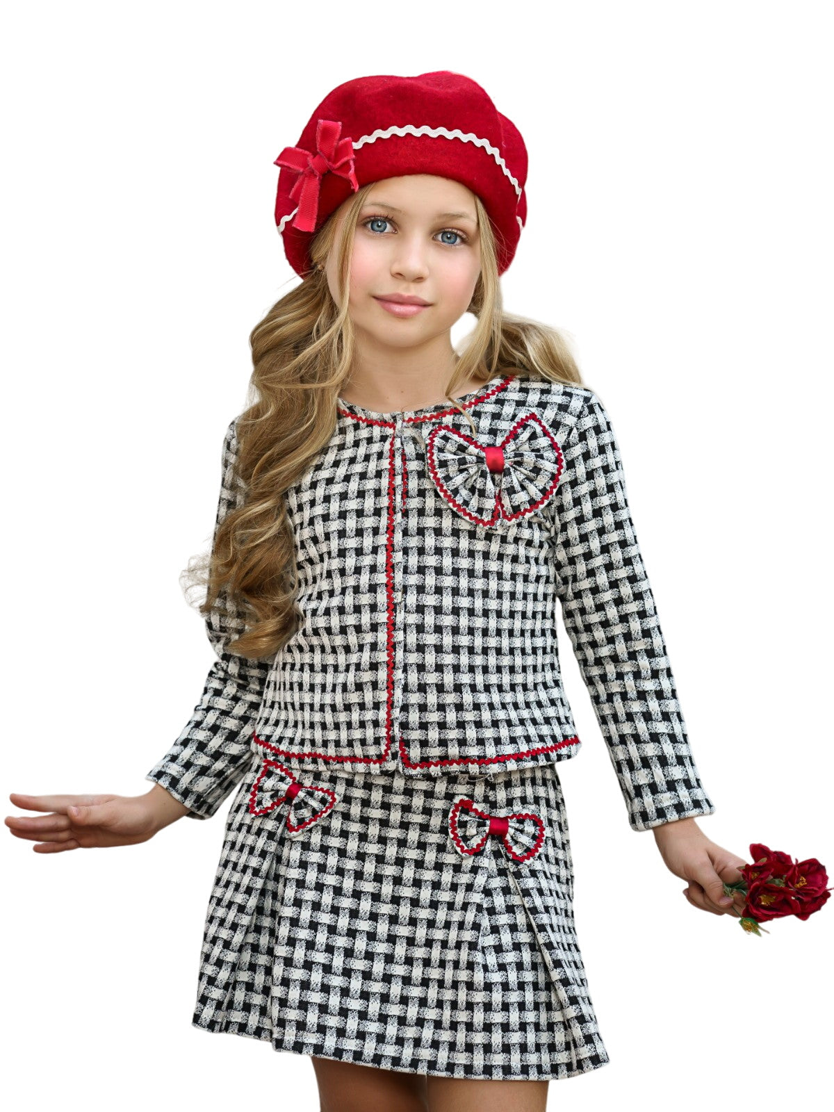 Attention Please Plaid Blazer And Pleated Skirt Set