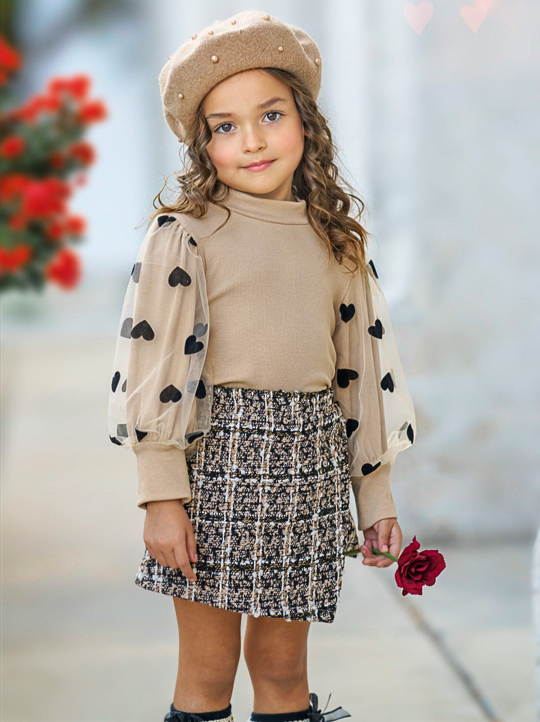 Heart On My Sleeve Tweed Skort Set