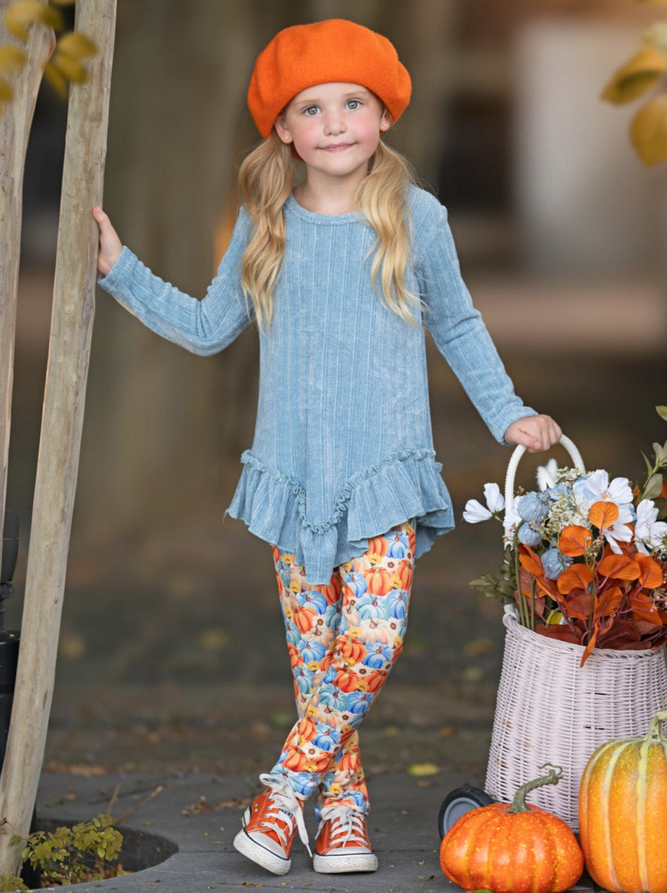 Pumpkin Patch Ruffle Tunic And Legging Set