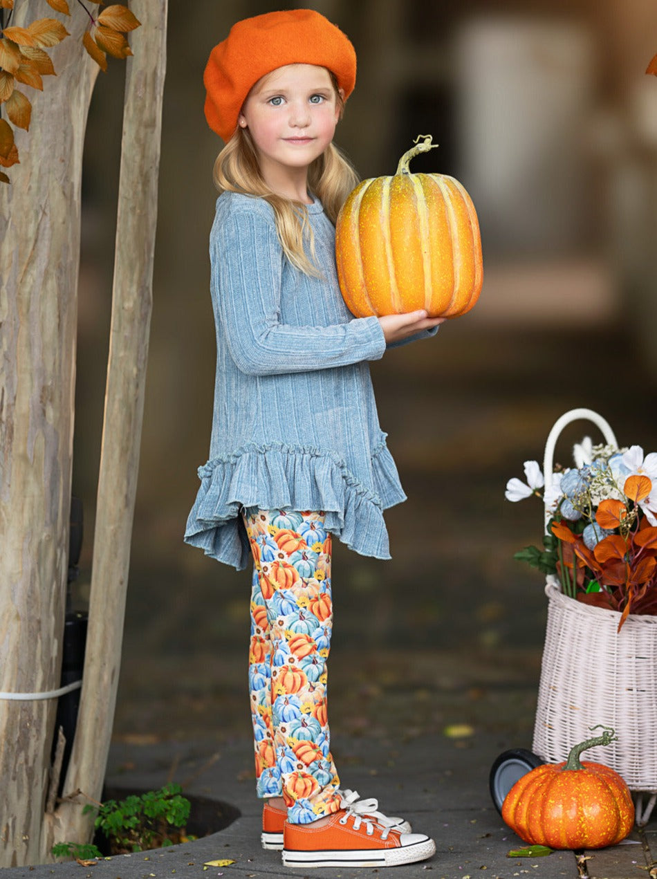 Pumpkin Patch Ruffle Tunic And Legging Set