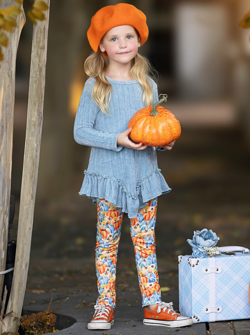 Pumpkin Patch Ruffle Tunic And Legging Set