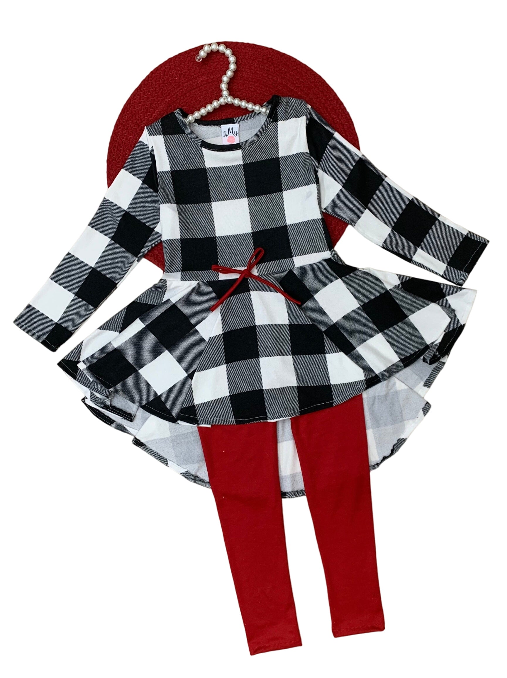 Plaid Hi-lo Tunic And Legging Set