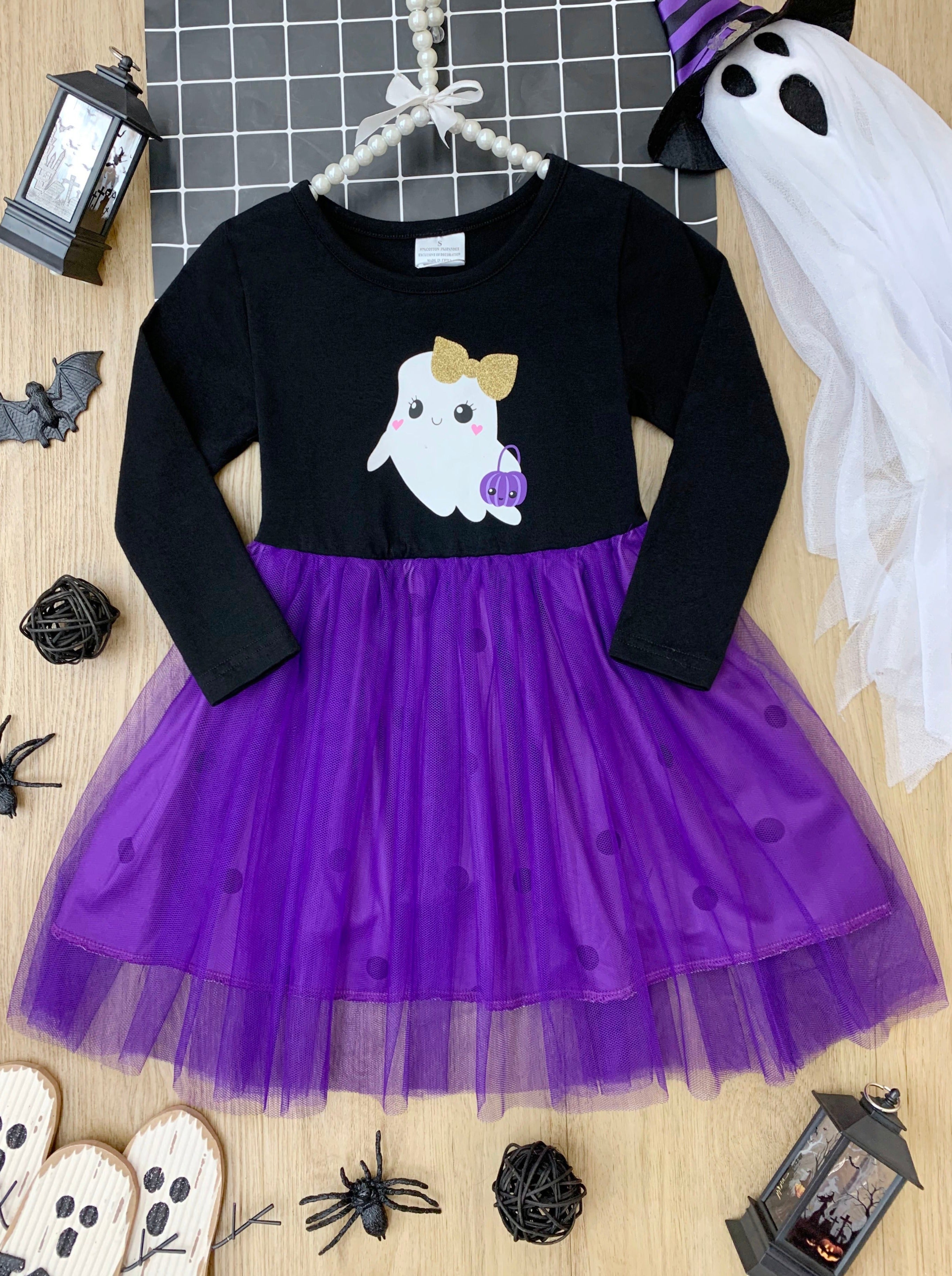 Haunting For Treats Polka Dot Tutu Dress