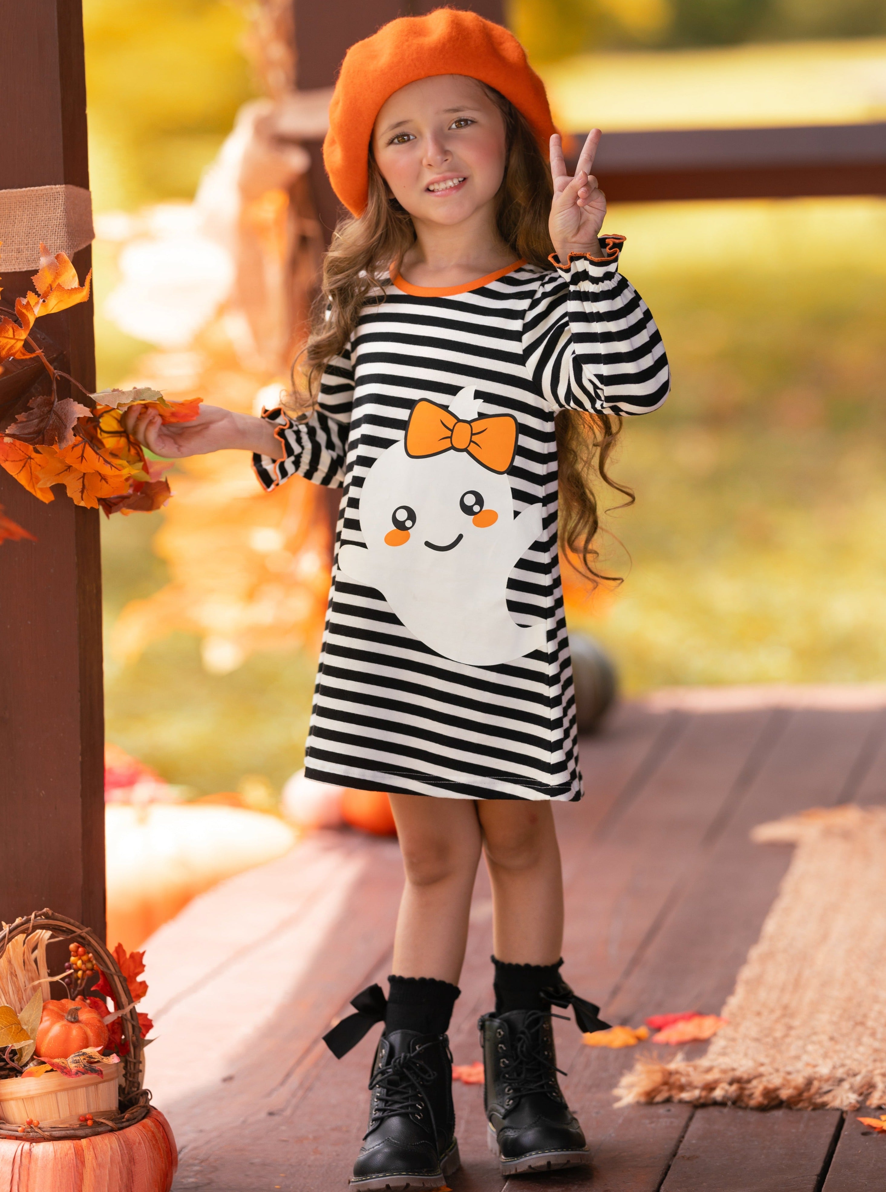 My Friendly Ghost Striped Halloween Dress