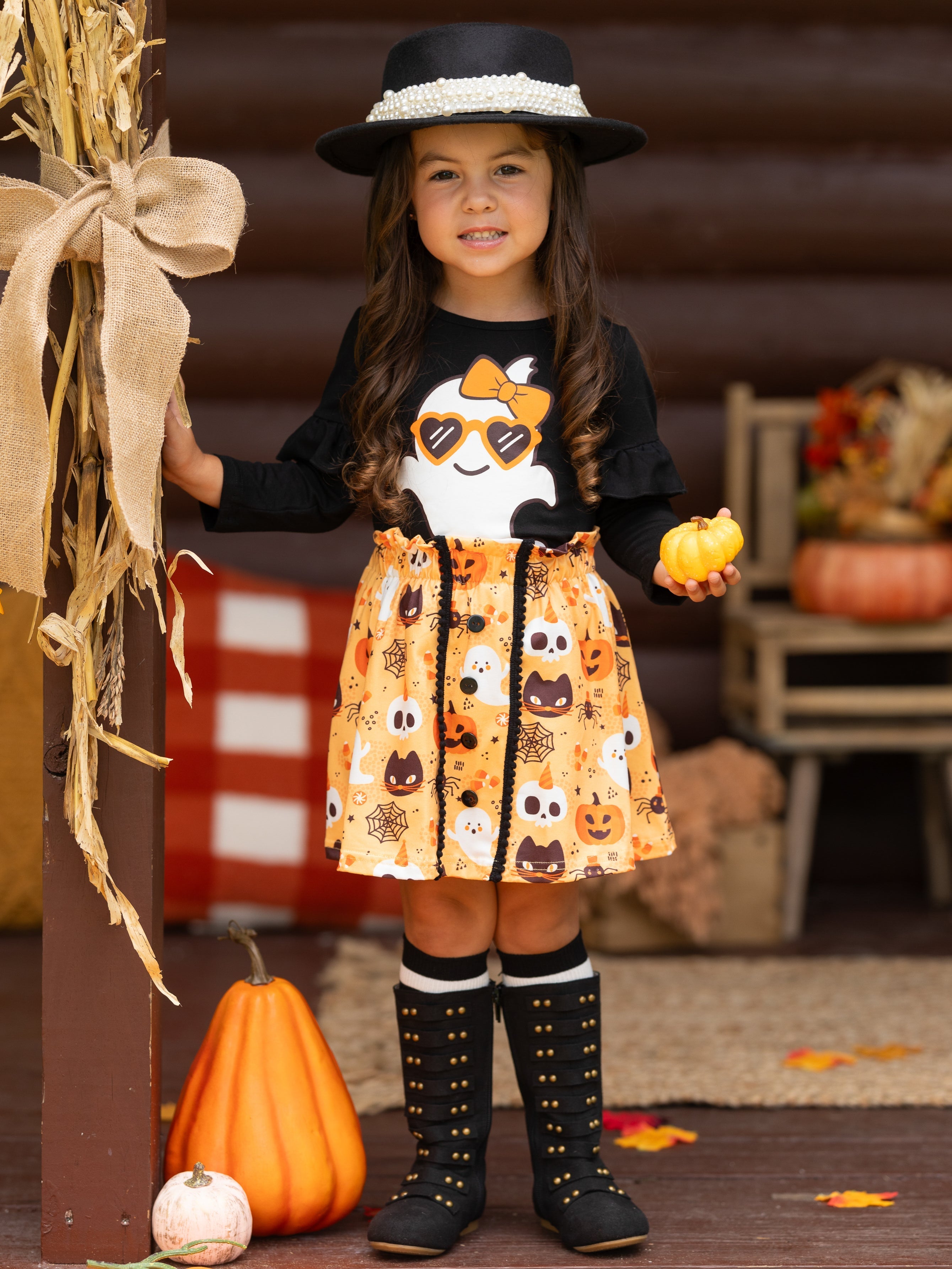 Boo, Felicia Ghost Top And Halloween Skirt Set