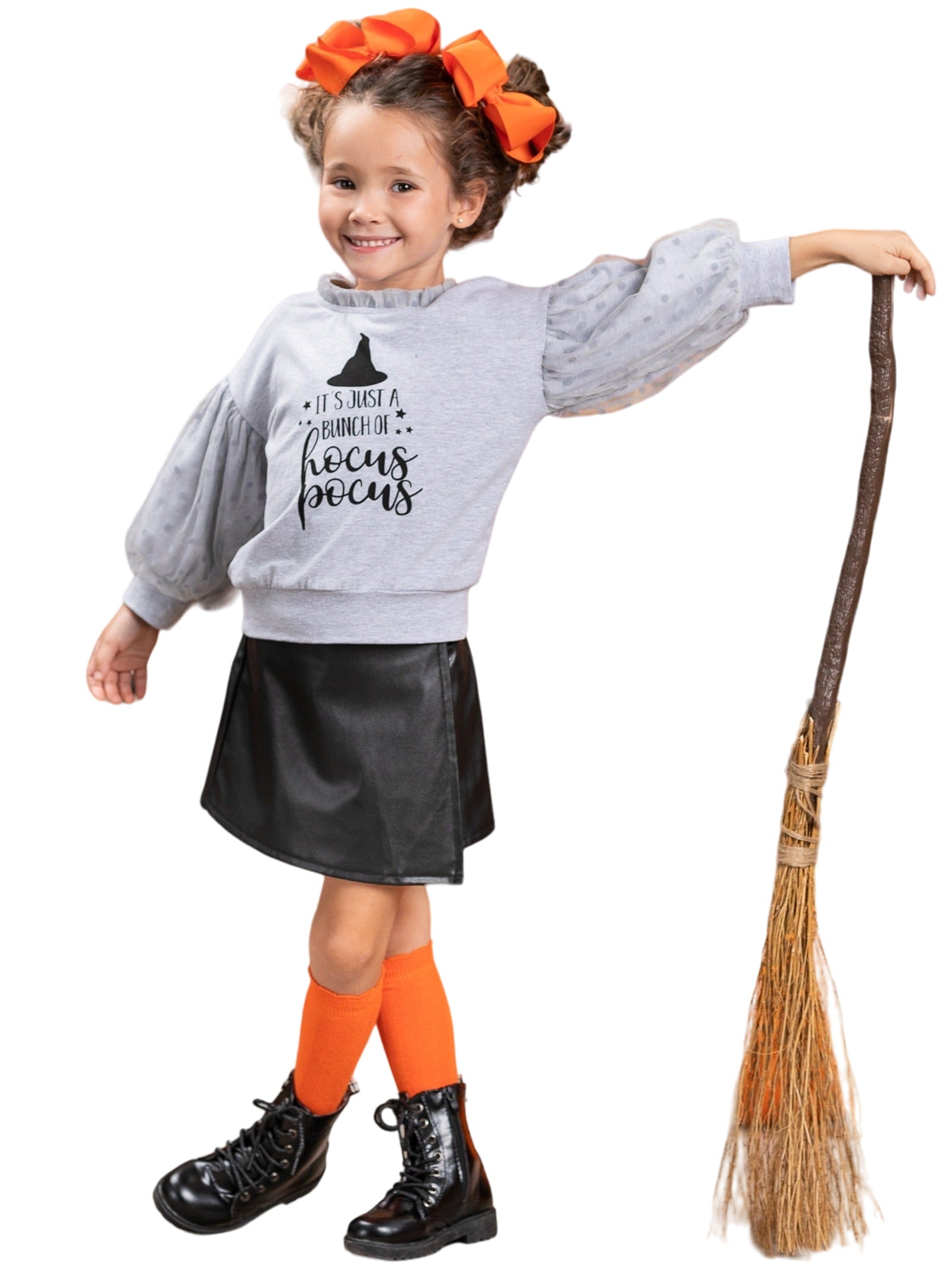 Bunch Of Hocus Pocus Sweater And Vegan Leather Skirt Set