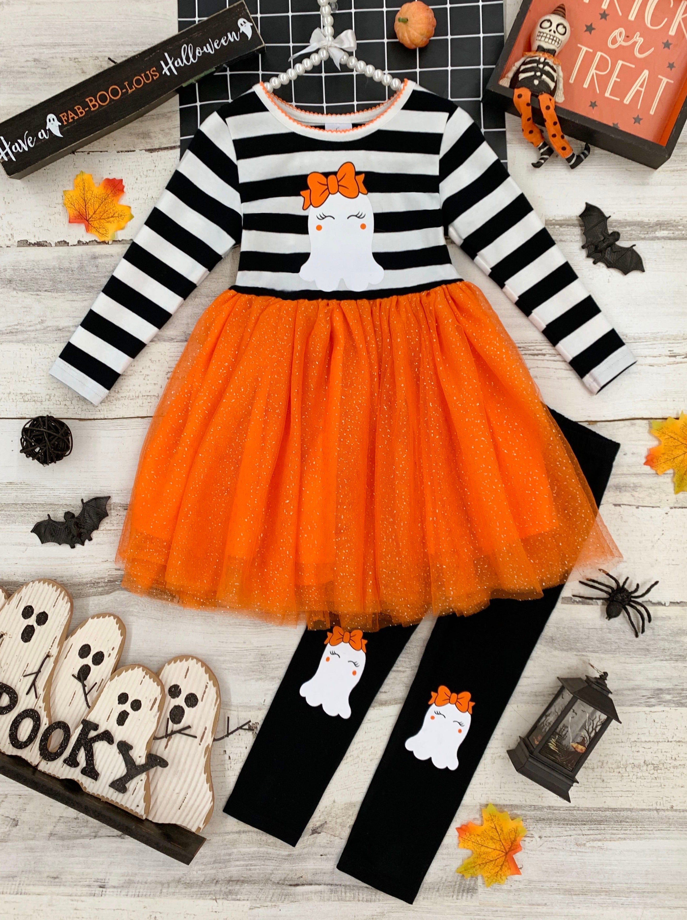 How Do You Boo Striped Tutu Tunic And Legging Set