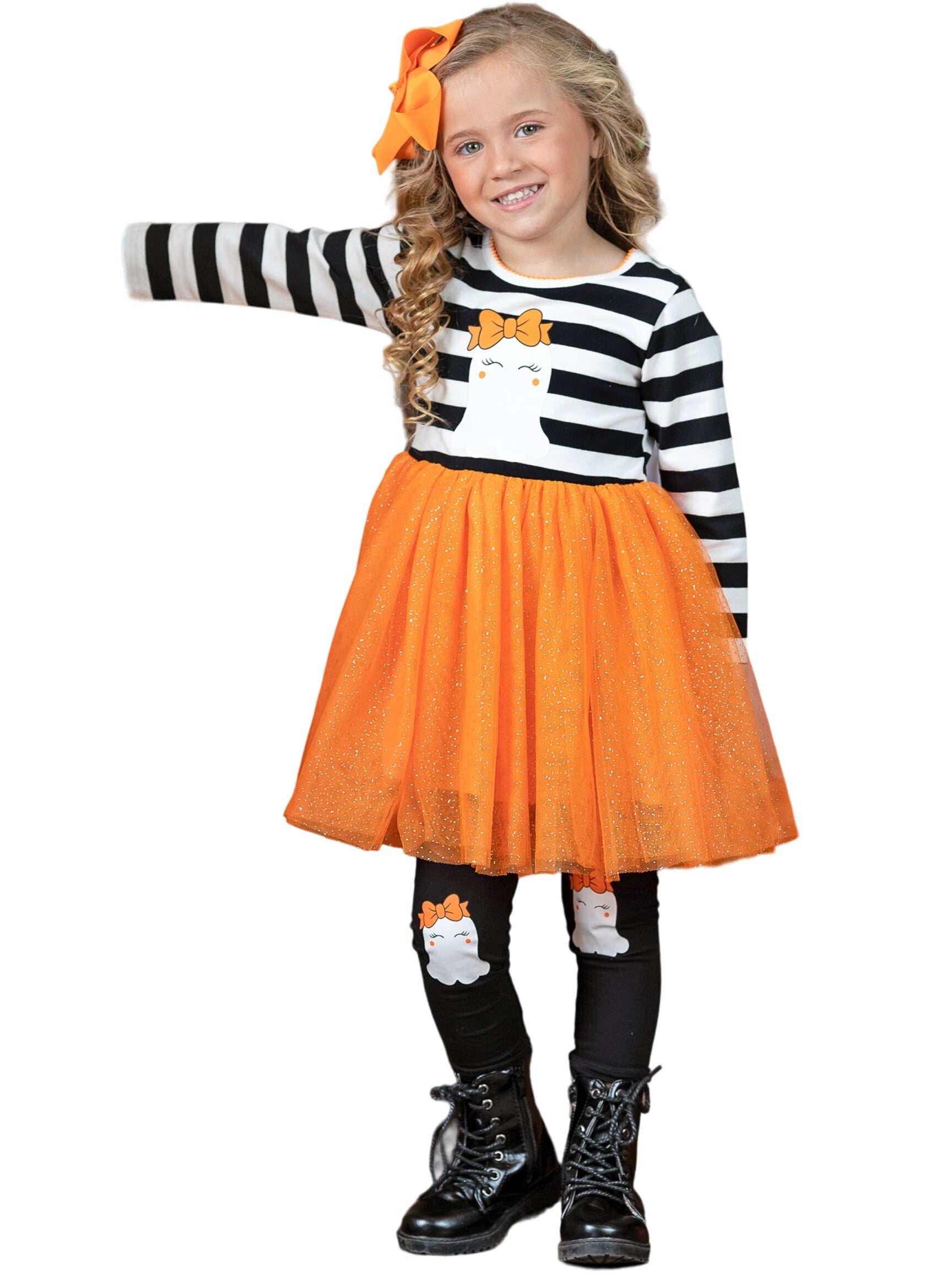 How Do You Boo Striped Tutu Tunic And Legging Set