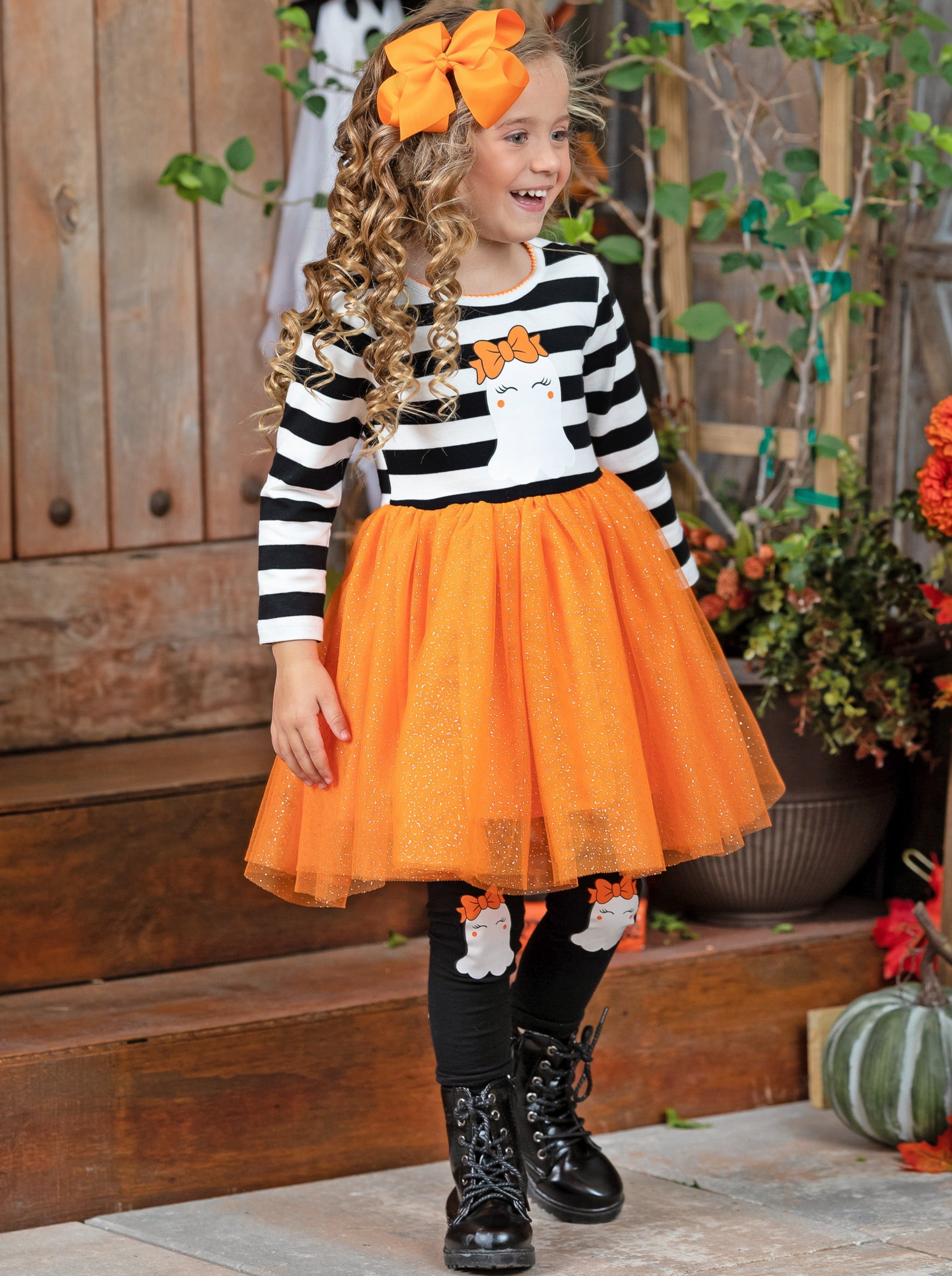 How Do You Boo Striped Tutu Tunic And Legging Set