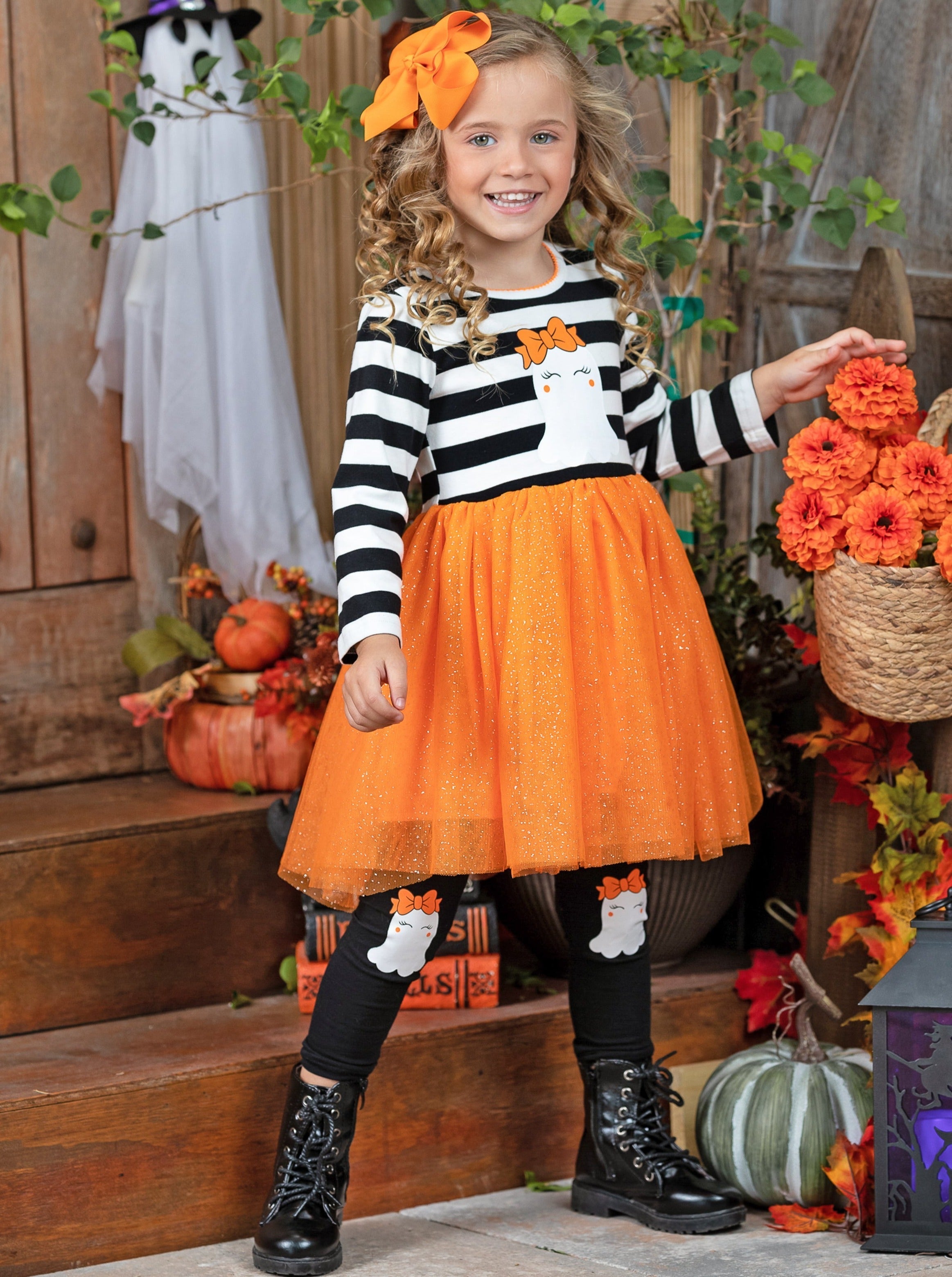 How Do You Boo Striped Tutu Tunic And Legging Set