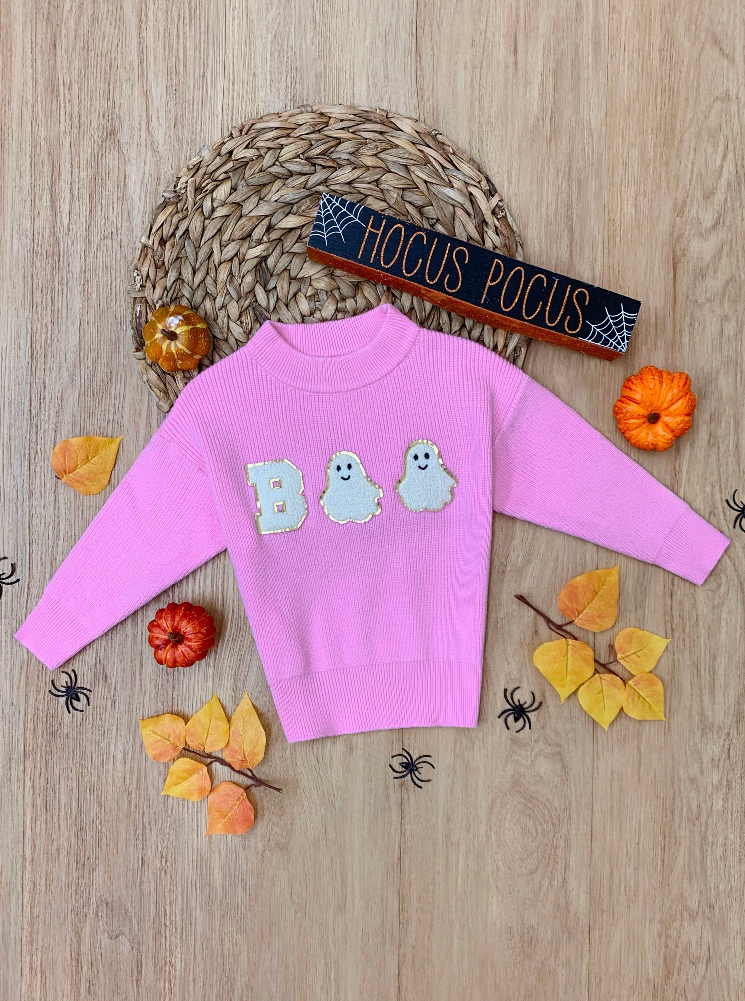 Pink Boo Ghost Halloween Sweater