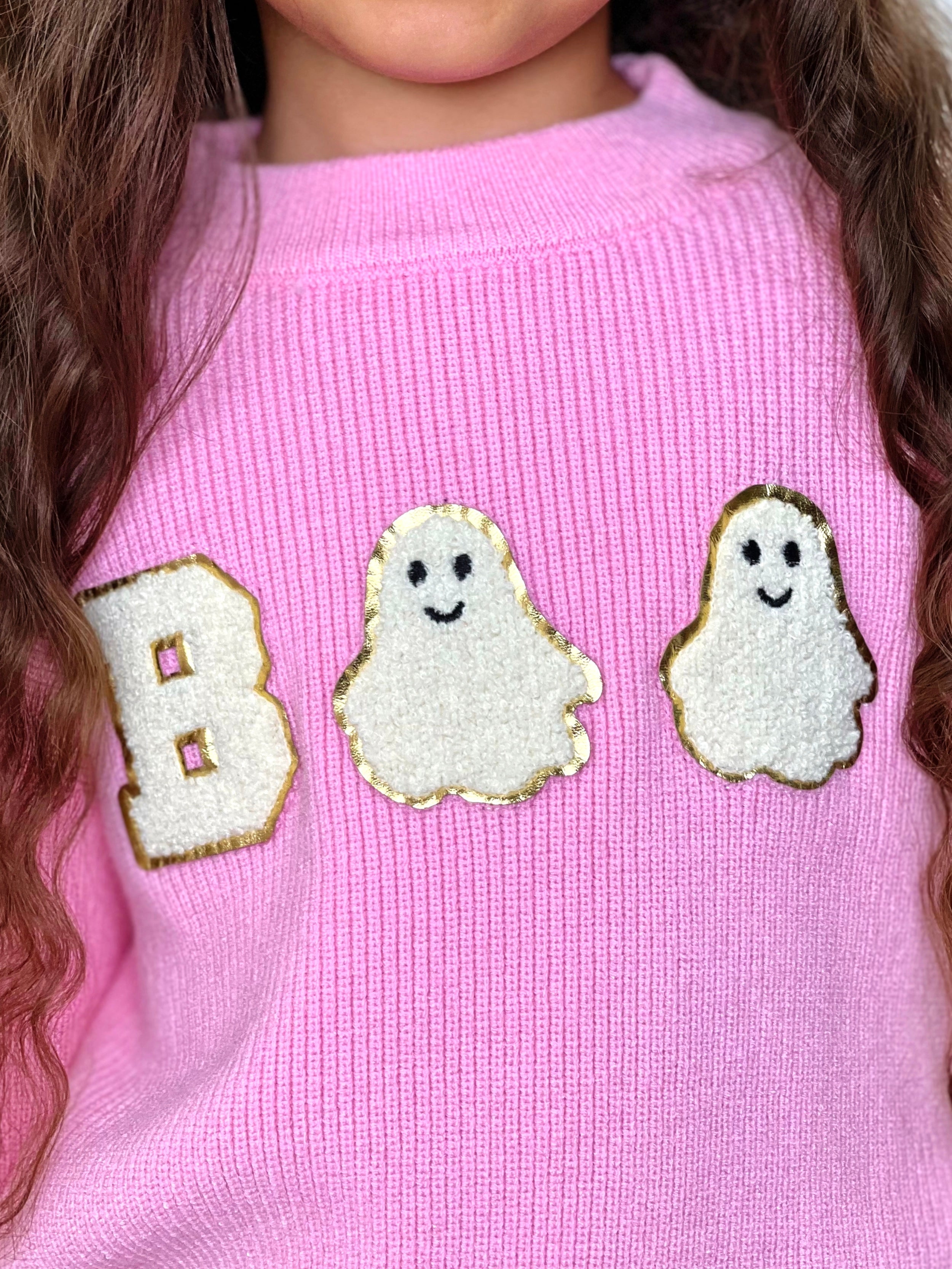 Pink Boo Ghost Halloween Sweater