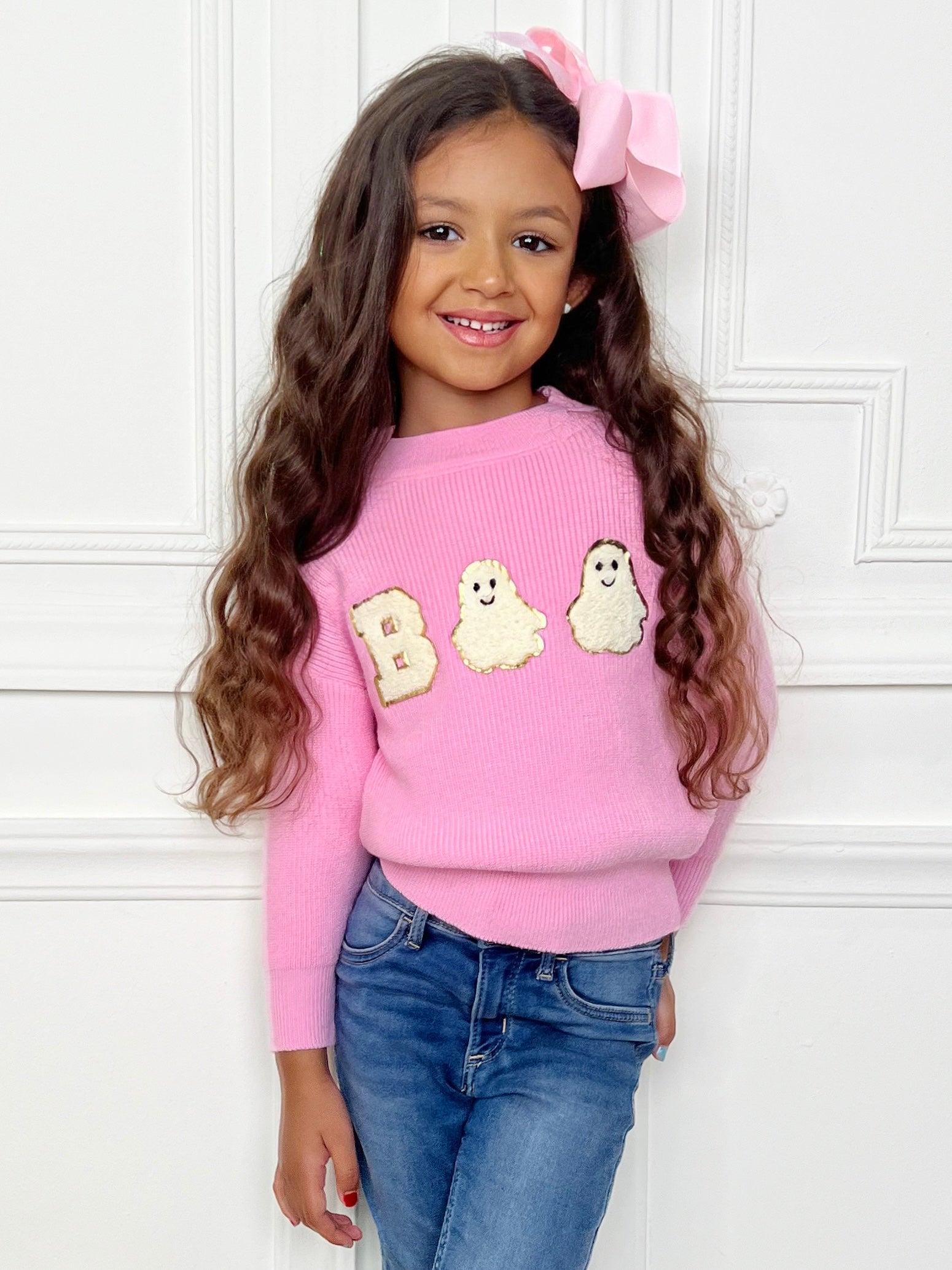 Pink Boo Ghost Halloween Sweater