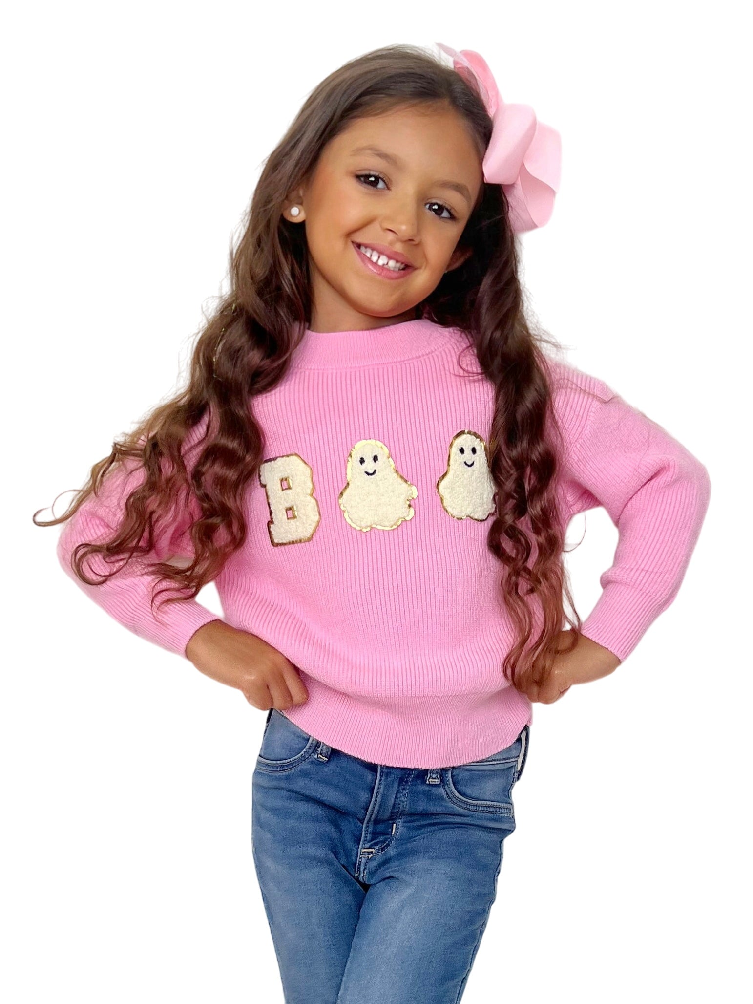 Pink Boo Ghost Halloween Sweater